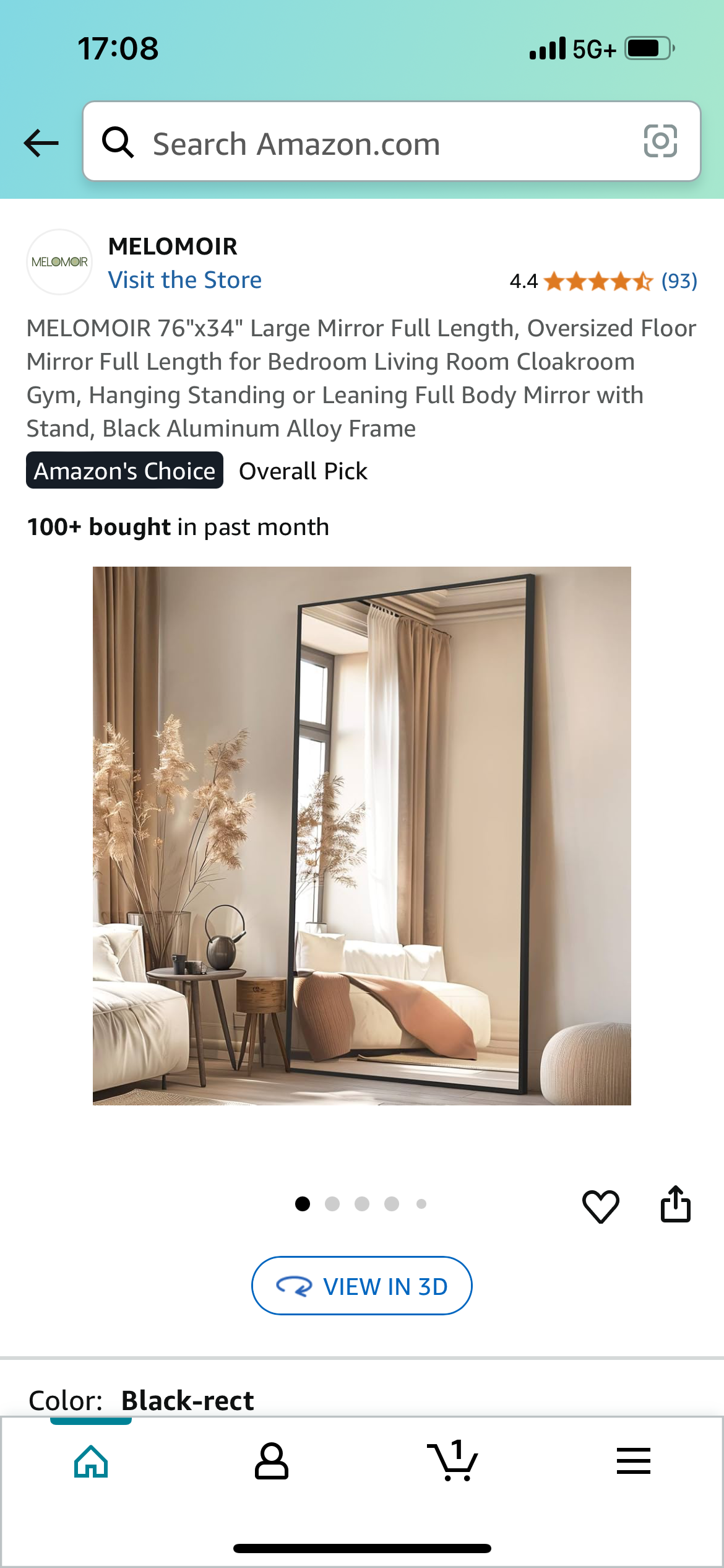 Rectangular Large 76” x 34” Black Mirror (M342)