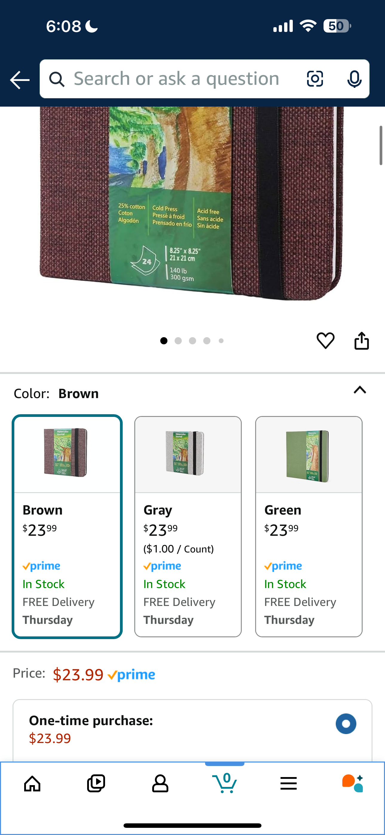 tumuarta Square Watercolor Journal, 8.25x8.25”, 140 LB, 300 GSM, 25% Cotton, Cold Press, 24 Sheets, 48 Pages, Watercolor Paper Sketchbooks for Use As Travel Mixed Media Pads On The Go