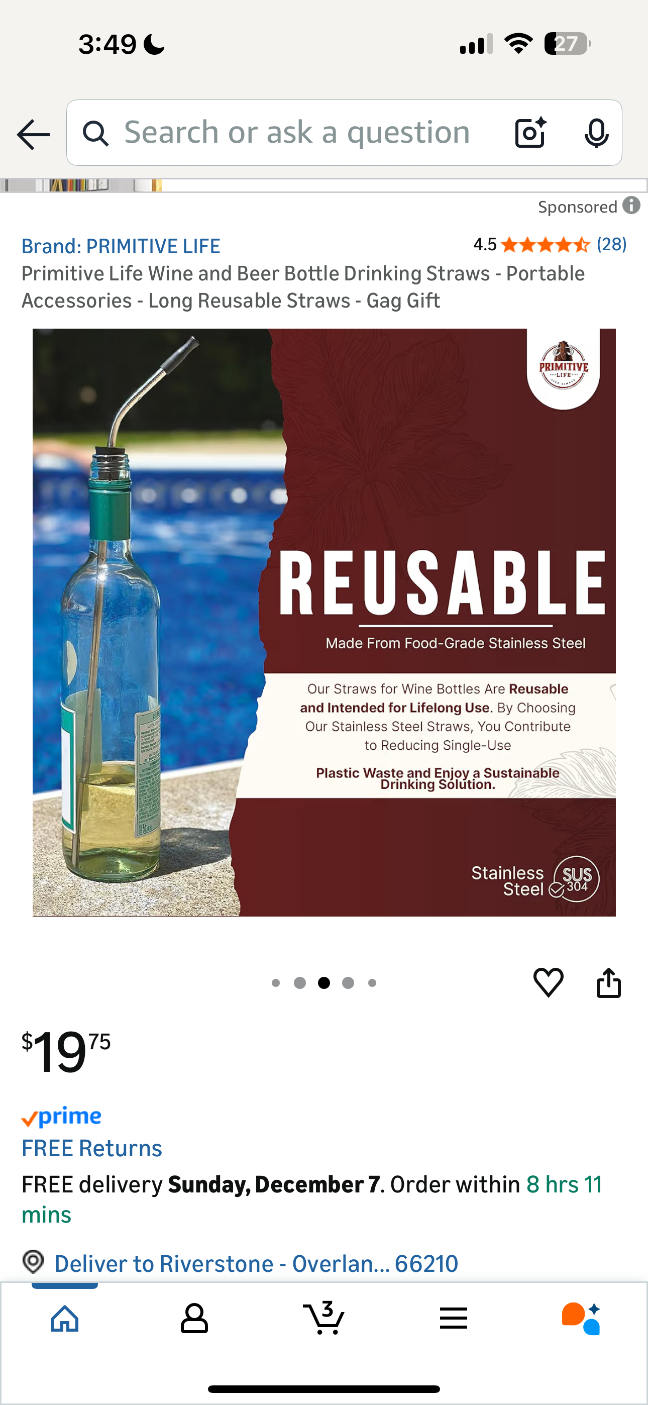 Primitive Life Wine and Beer Bottle Drinking Straws - Portable Accessories - Long Reusable Straws - Gag Gift