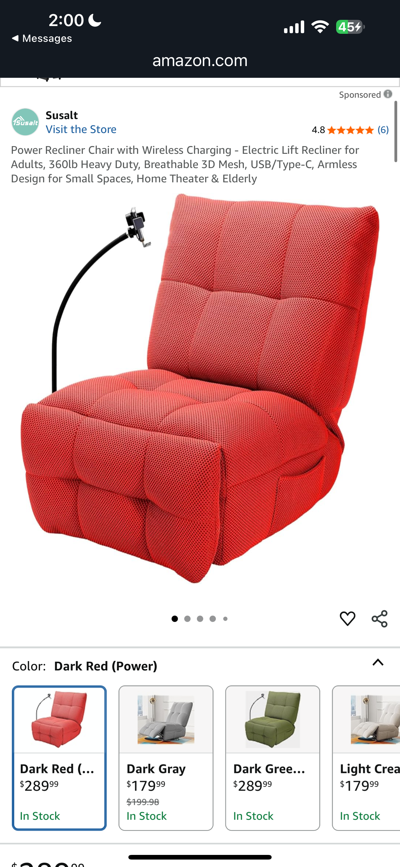 Power Recliner Chair with Wireless Charging - Electric Lift Recliner for Adults, 360lb Heavy Duty, Breathable 3D Mesh, USB/Type-C, Armless Design for Small Spaces
