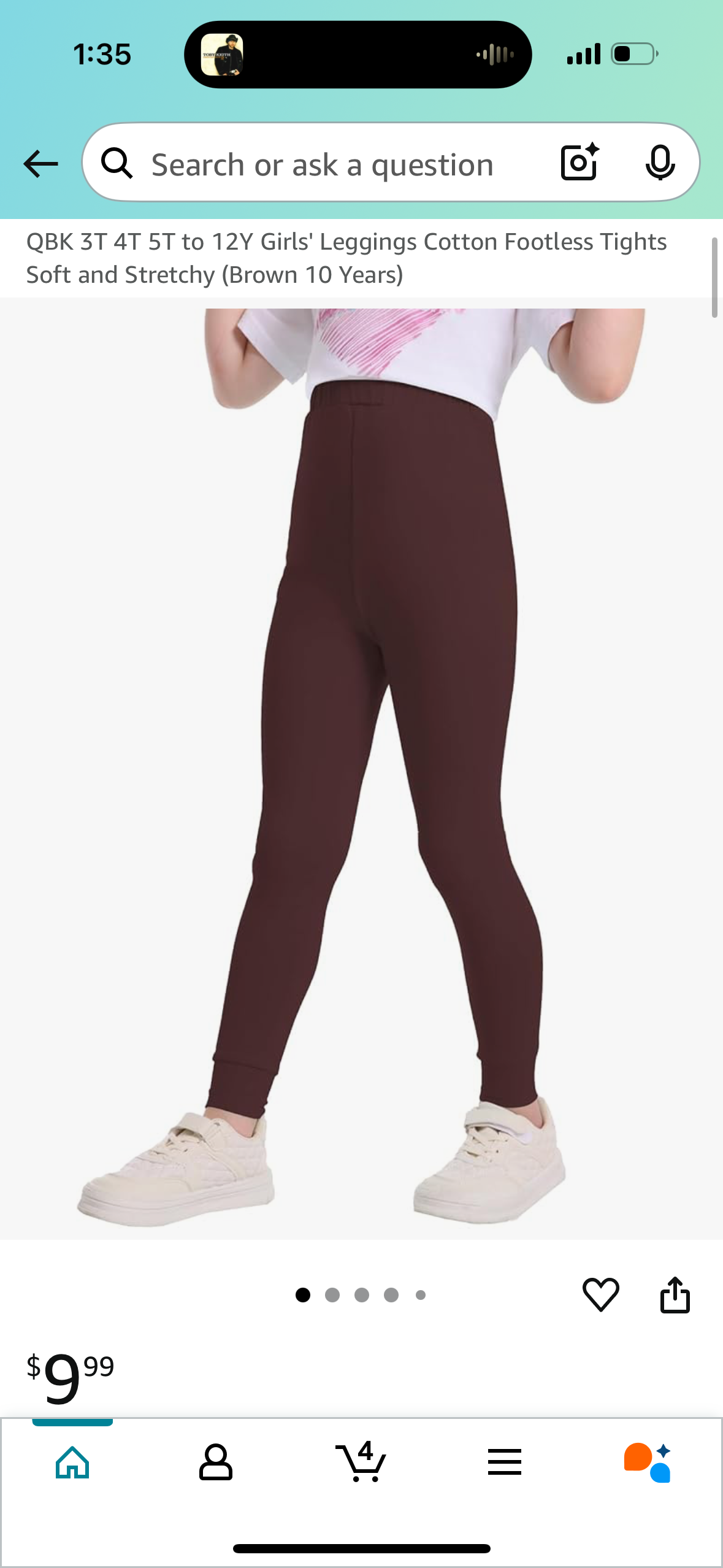 QBK Girls Leggings Cotton Tights Soft and Stretchy (size girls 10yrs)