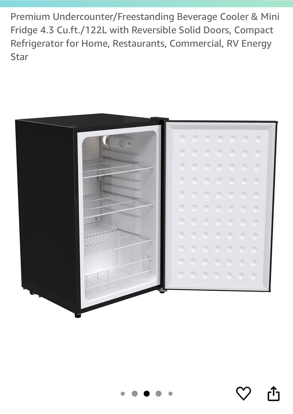 Premium Undercounter/Freestanding Beverage Cooler & Mini Fridge, 4.3 Cu.ft./122L with Reversible Solid Doors, Compact Refrigerator for Home, Restaurants, Commercial (R682)