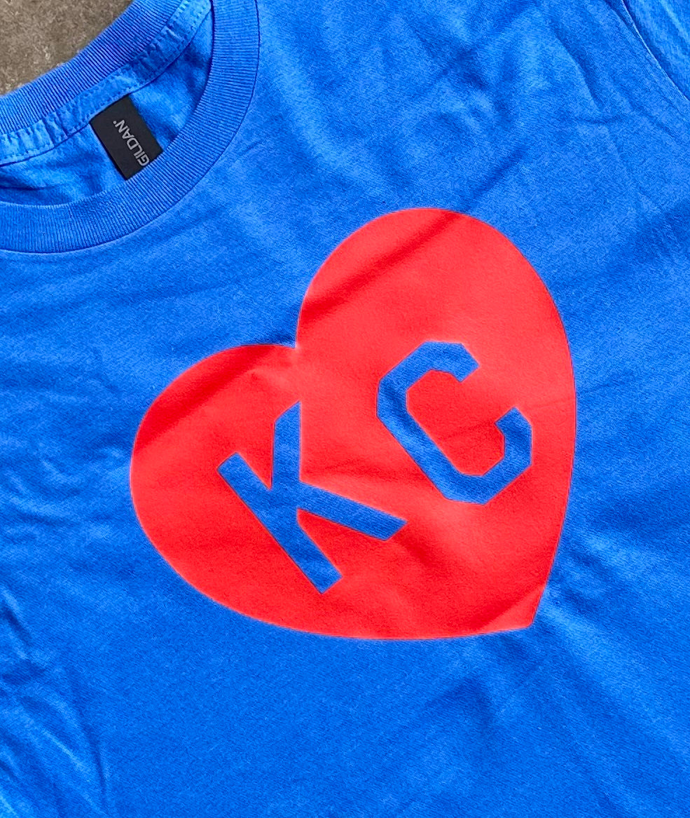 Red KC Heart - Kansas City Super Soft T-Shirt (Royal)