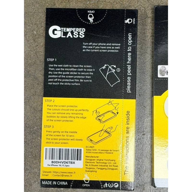 3-Packages Tempered Glass Screen Protectors For iPhone 16/15 (6.1")