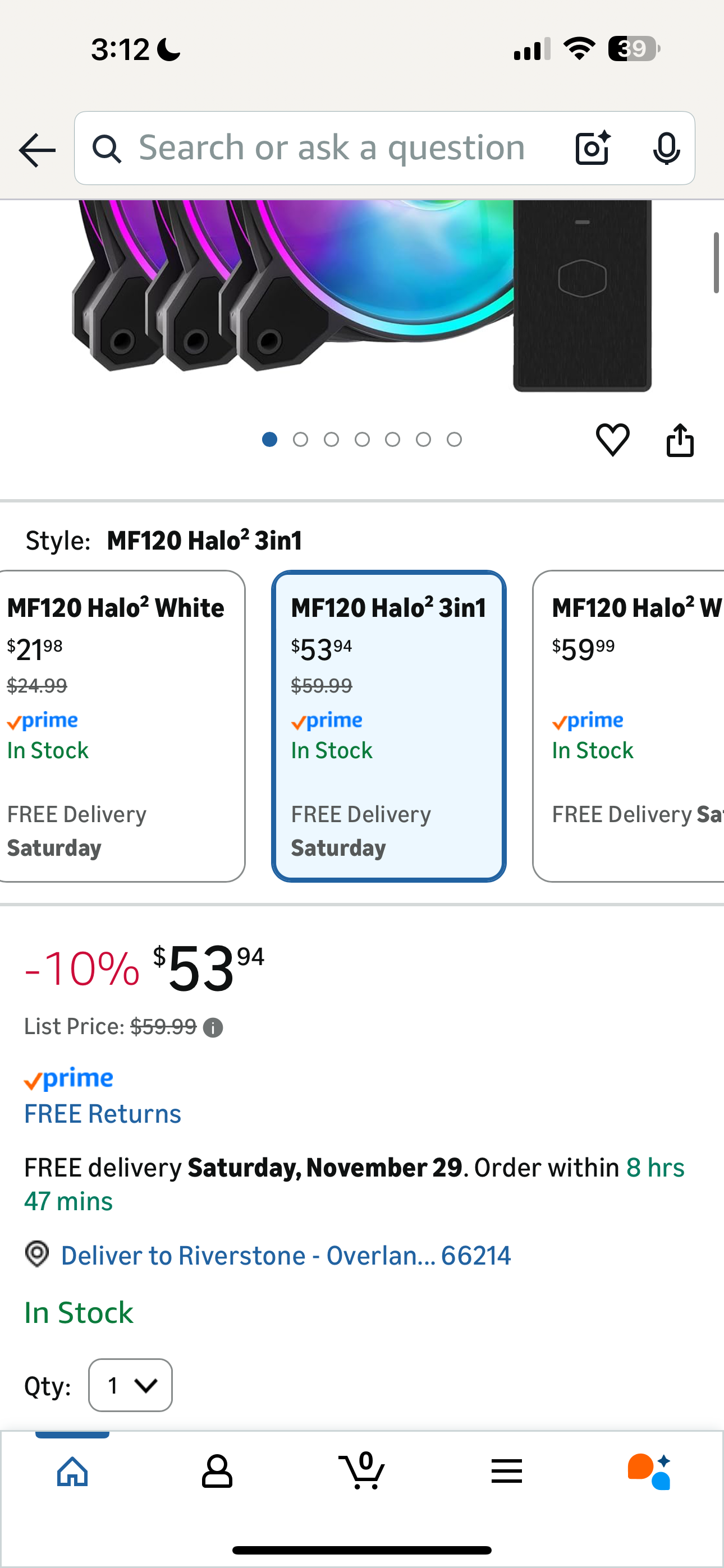 Cooler Masterfan MF120 Liquid Cooler