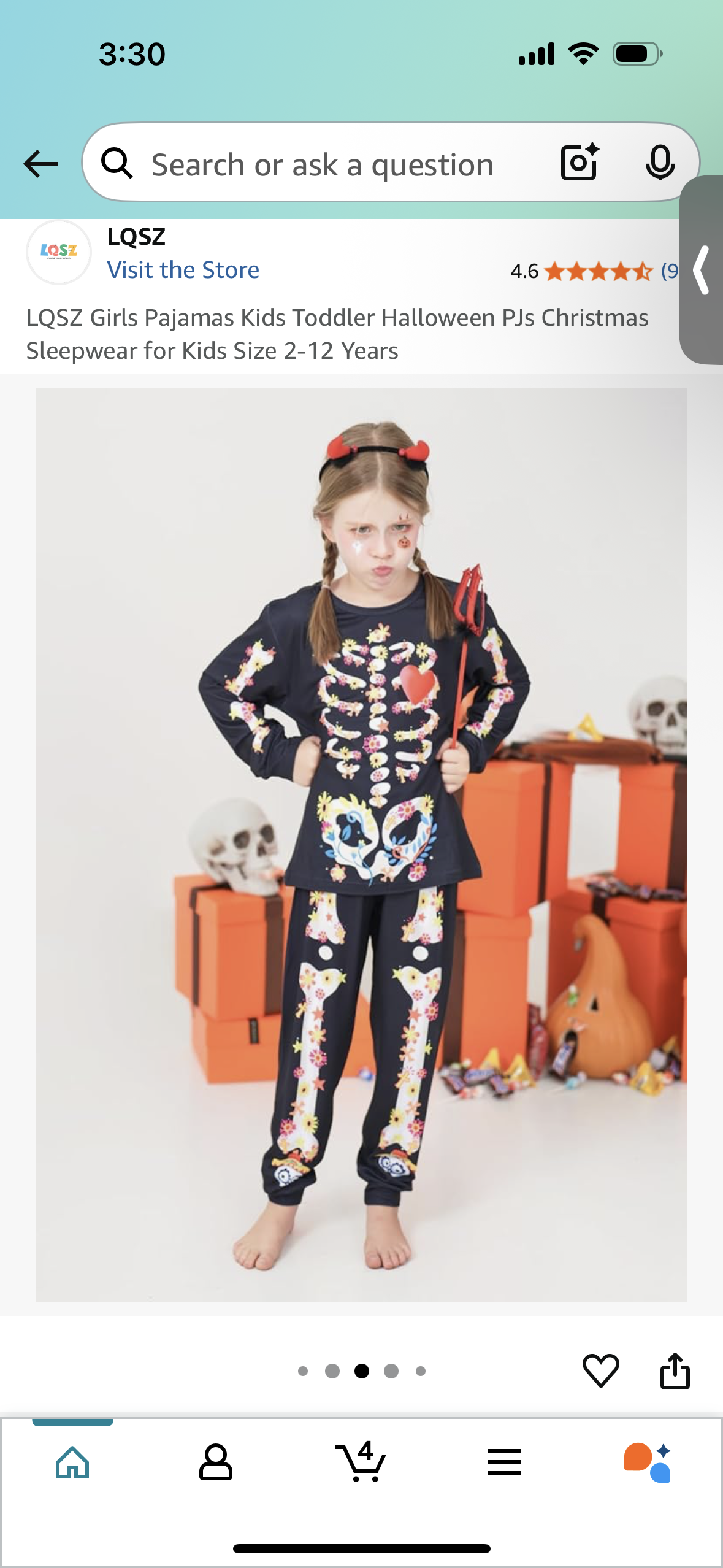LQSZ Girl's Pajamas, Skeleton Patterned Sleepwear (Size 5-6YR)