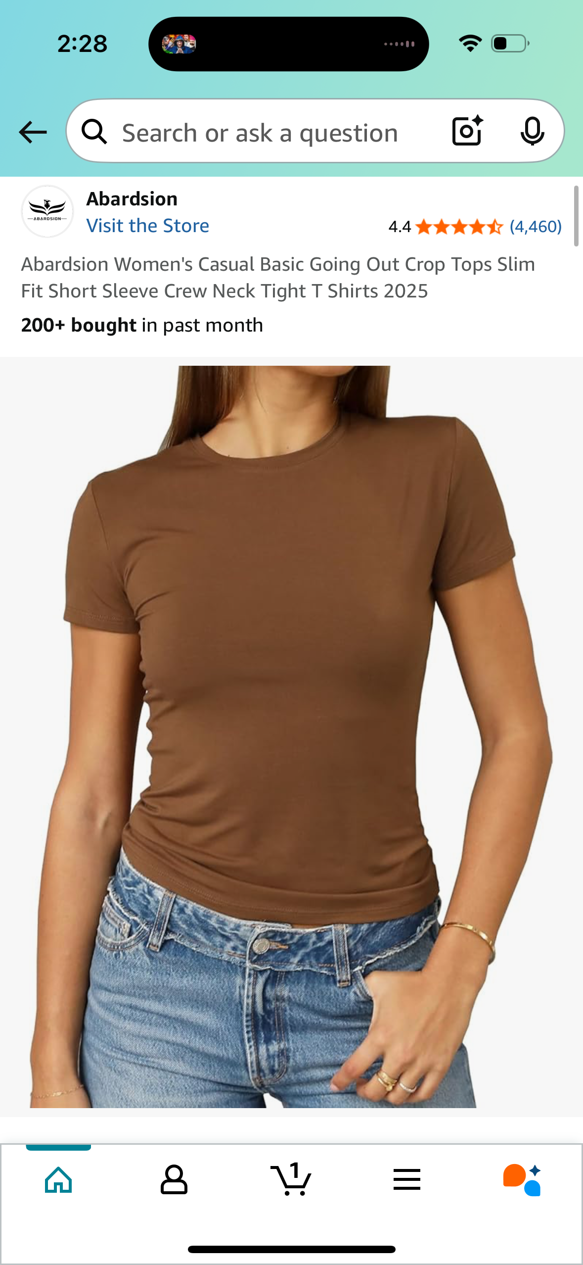 Abardsion Women's Casual Basic Crop Top, Slim Fit Short Sleeve T Shirts