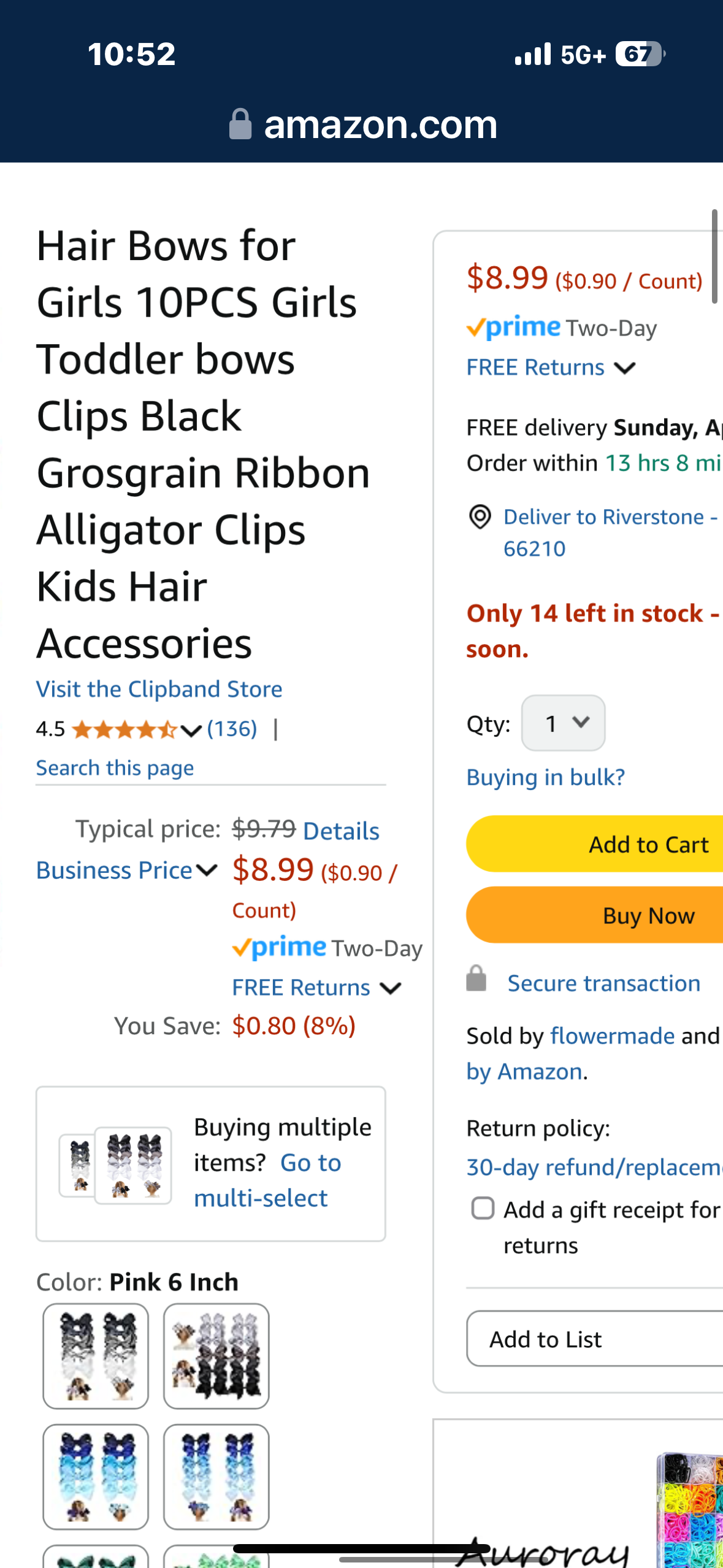 Hair Bows for Girls 10PCS Girls Toddler bows Clips Black Grosgrain Ribbon Alligator Clips Kids Hair Accessories