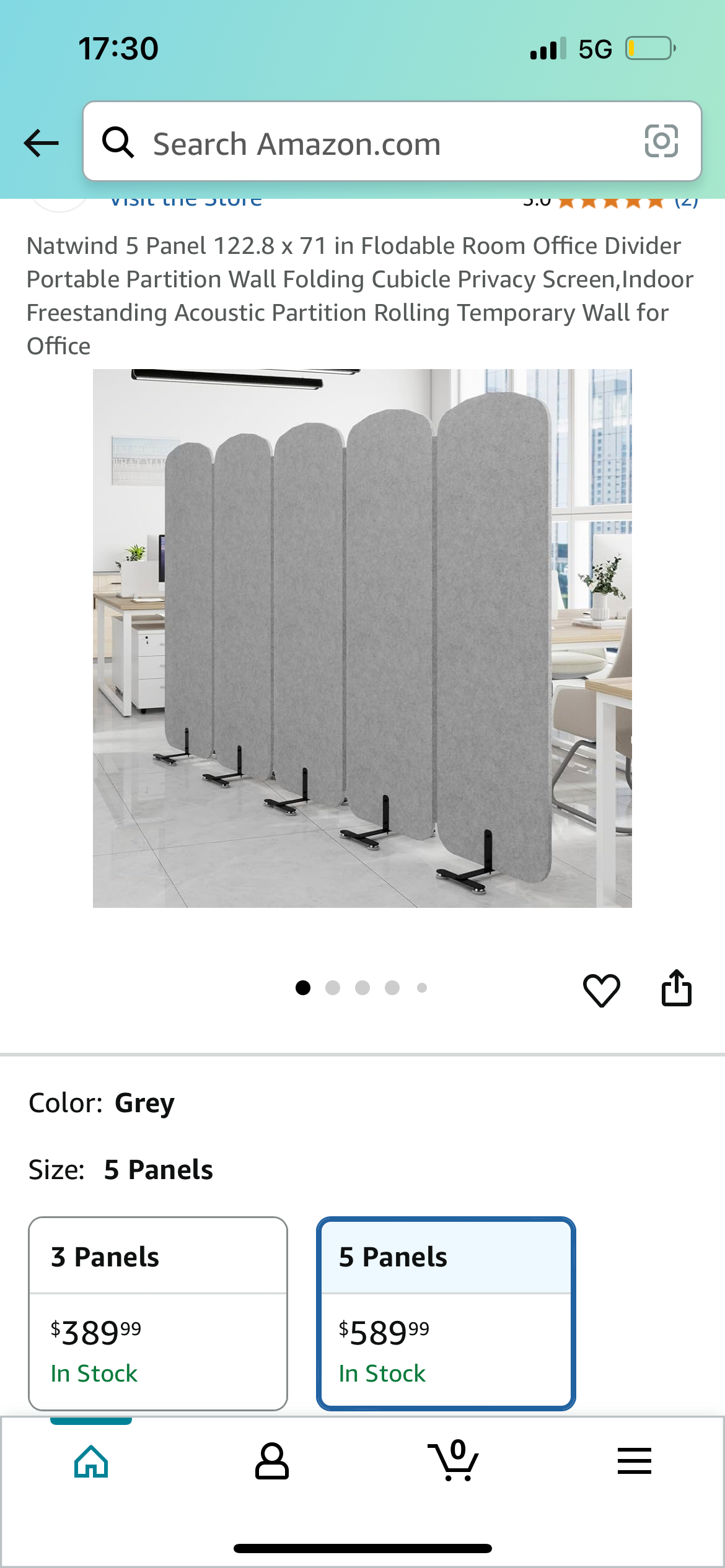 5 Panel Office Partition 123”x71” (O426)
