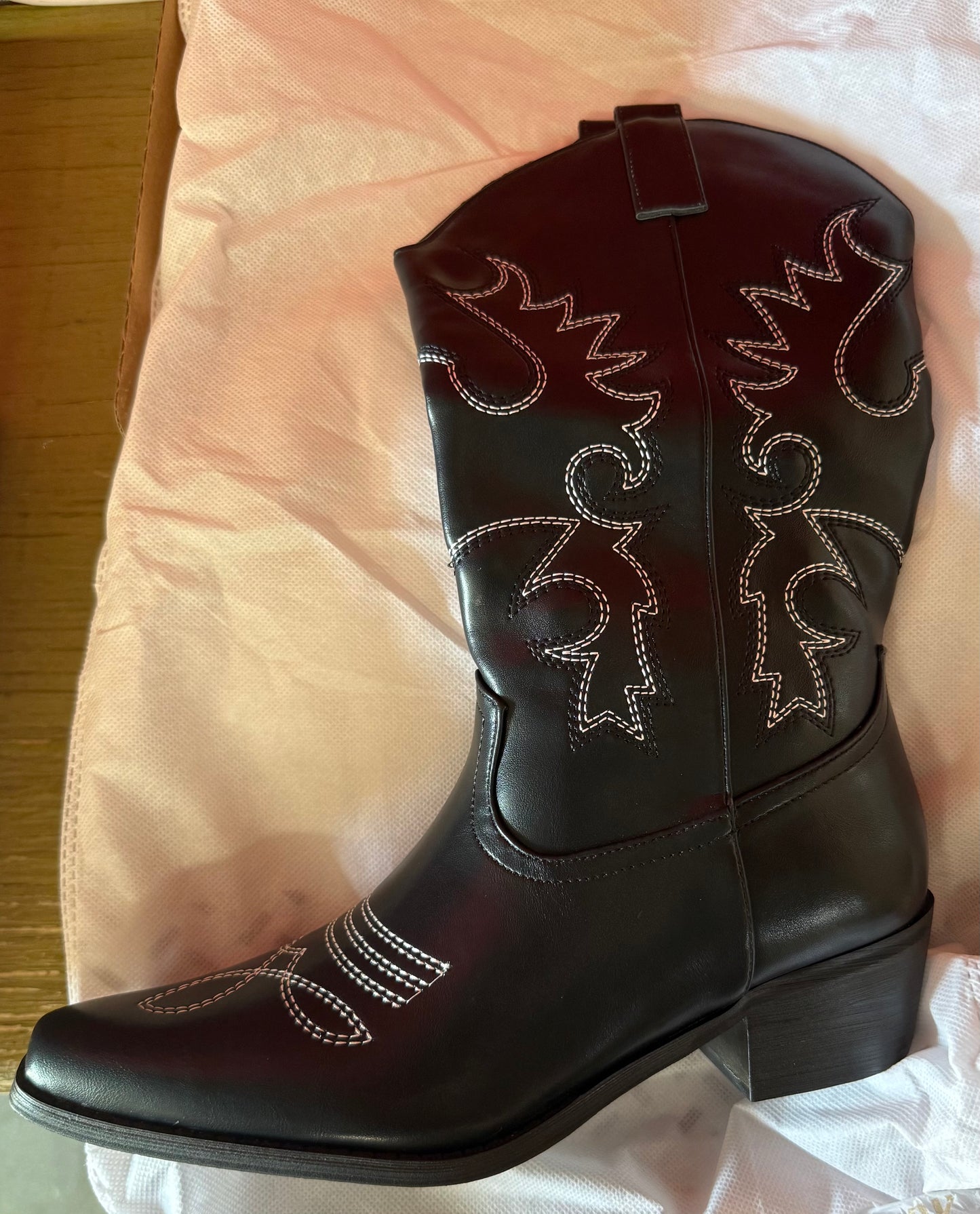 IDIFU Women's Cowboy Boots for Women Cowgirl Western Mid Calf Embroidered Chunky Low Heel Pointed Toe Country Dress Cute Fashion Comfortable Boots Booties Size US: 8