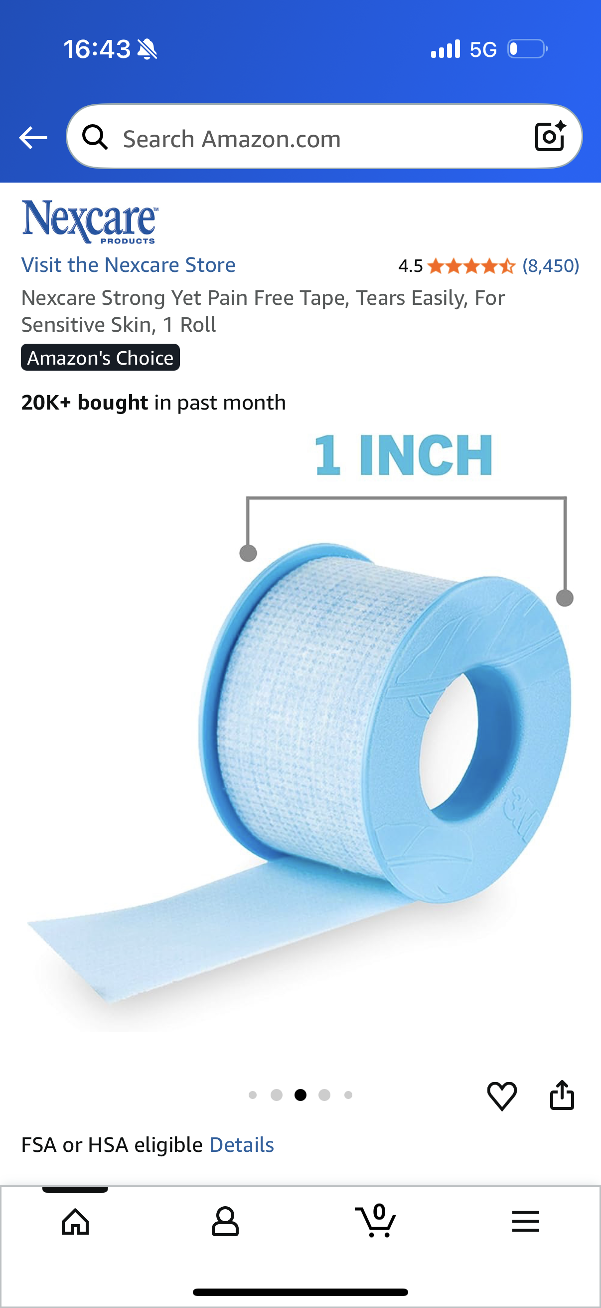 Nexcare Strong Yet Pain Free Tape, Tears Easily, For Sensitive Skin, 1 Roll