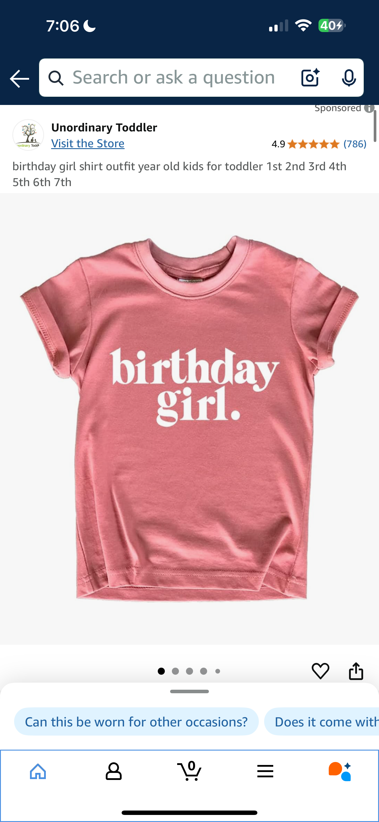 Birthday Girl T-Shirt (Size 7)