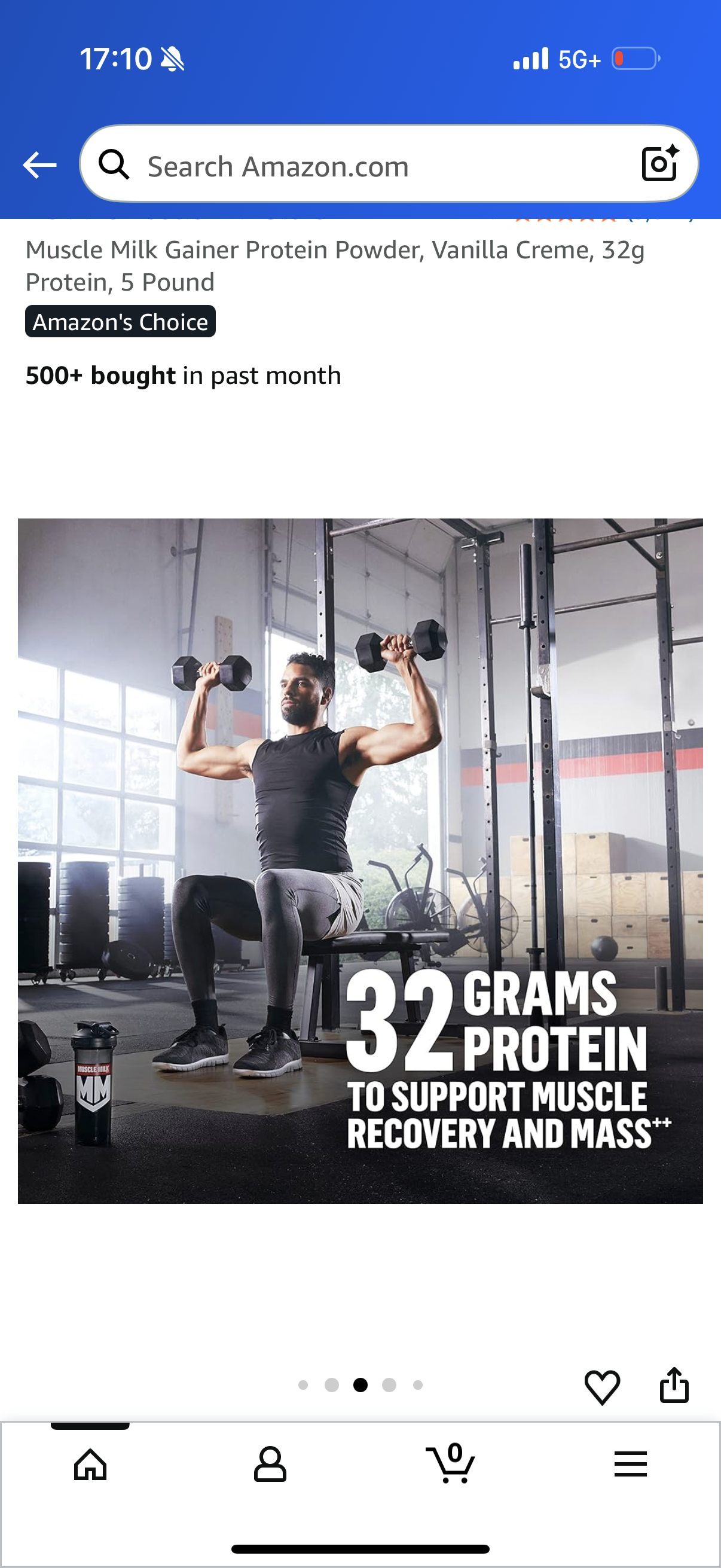 Muscle Milk Gainer Protein Powder, Vanilla Creme, 32g Protein, 5 Pound, Best By: OCT 24 2026