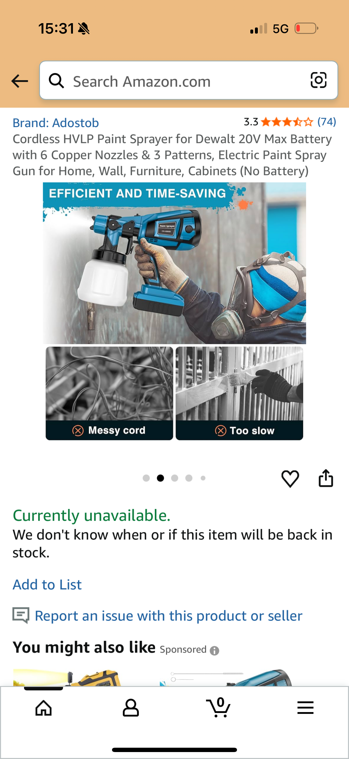 Cordless HVLP Paint Sprayer for Dewalt 20V Max Battery with 6 Copper Nozzles & 3 Patterns, Electric Paint Spray Gun for Home, Wall, Furniture, Cabinets (No Battery)