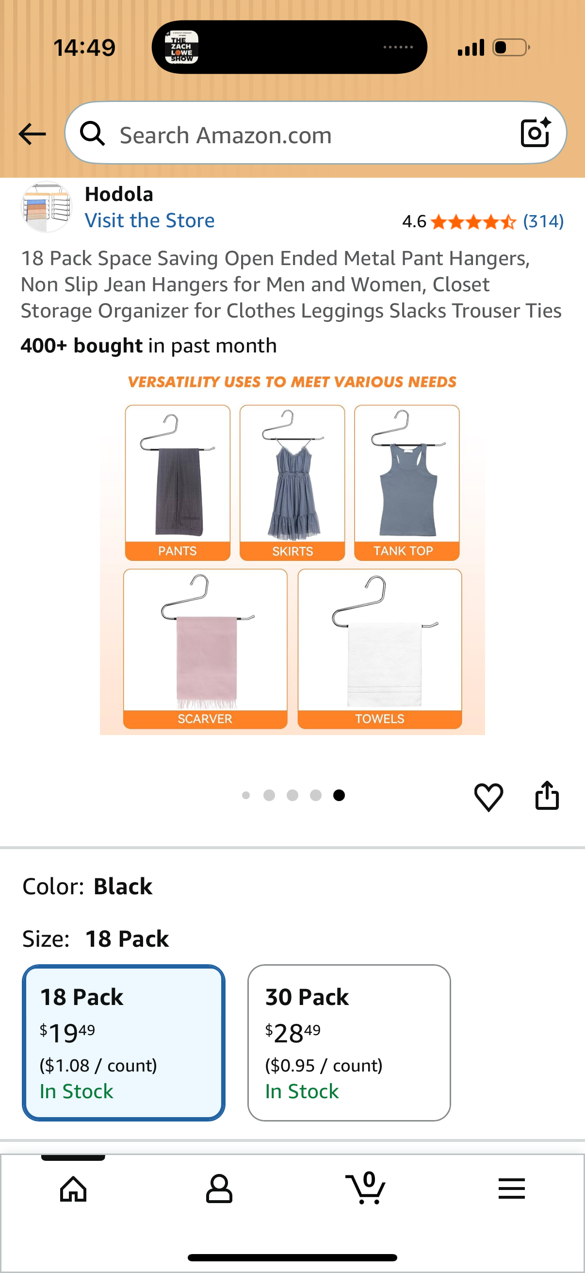 18 Pack Space Saving Open Ended Metal Pant Hangers, Non Slip Jean Hangers for Men and Women, Closet Storage Organizer for Clothes Leggings Slacks Trouser Ties