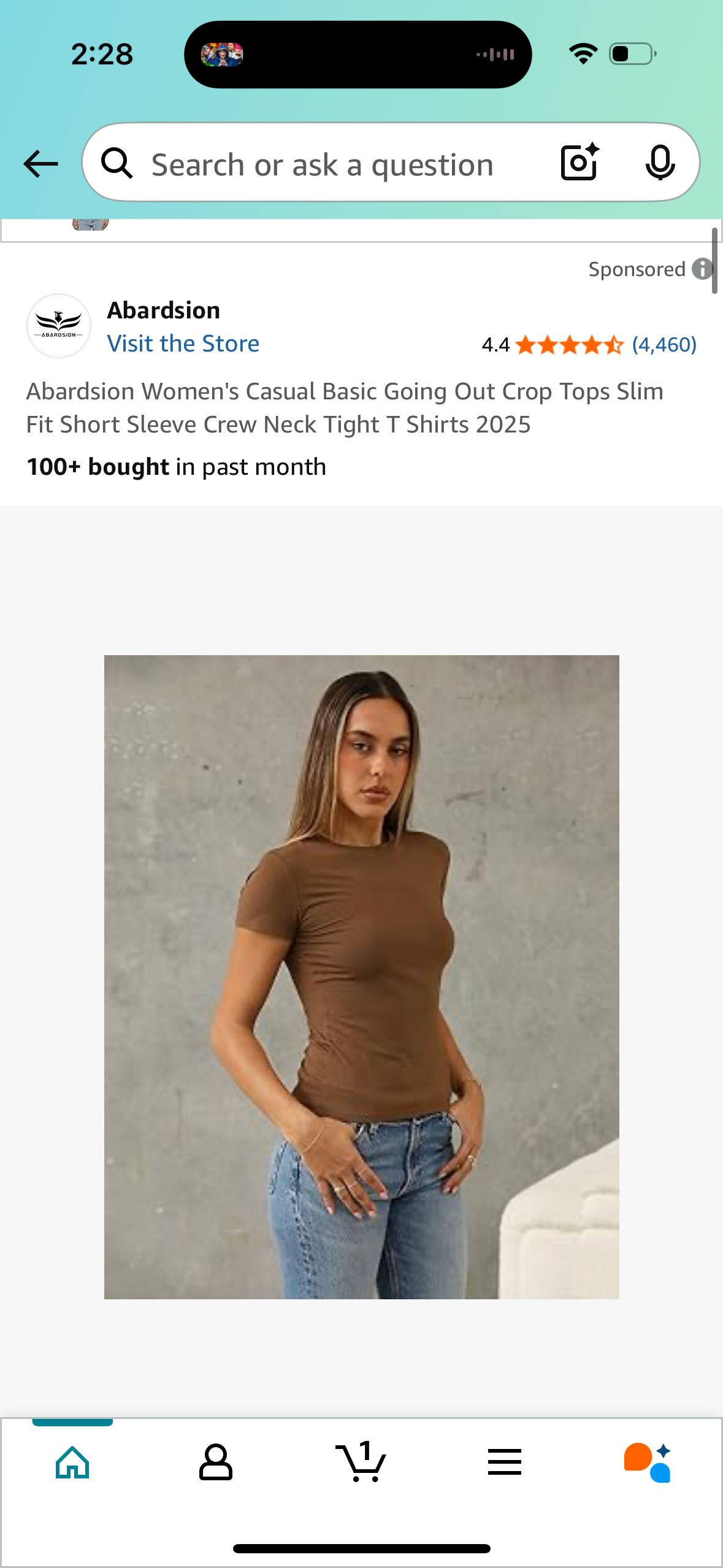 Abardsion Women's Casual Basic Crop Top, Slim Fit Short Sleeve T Shirts