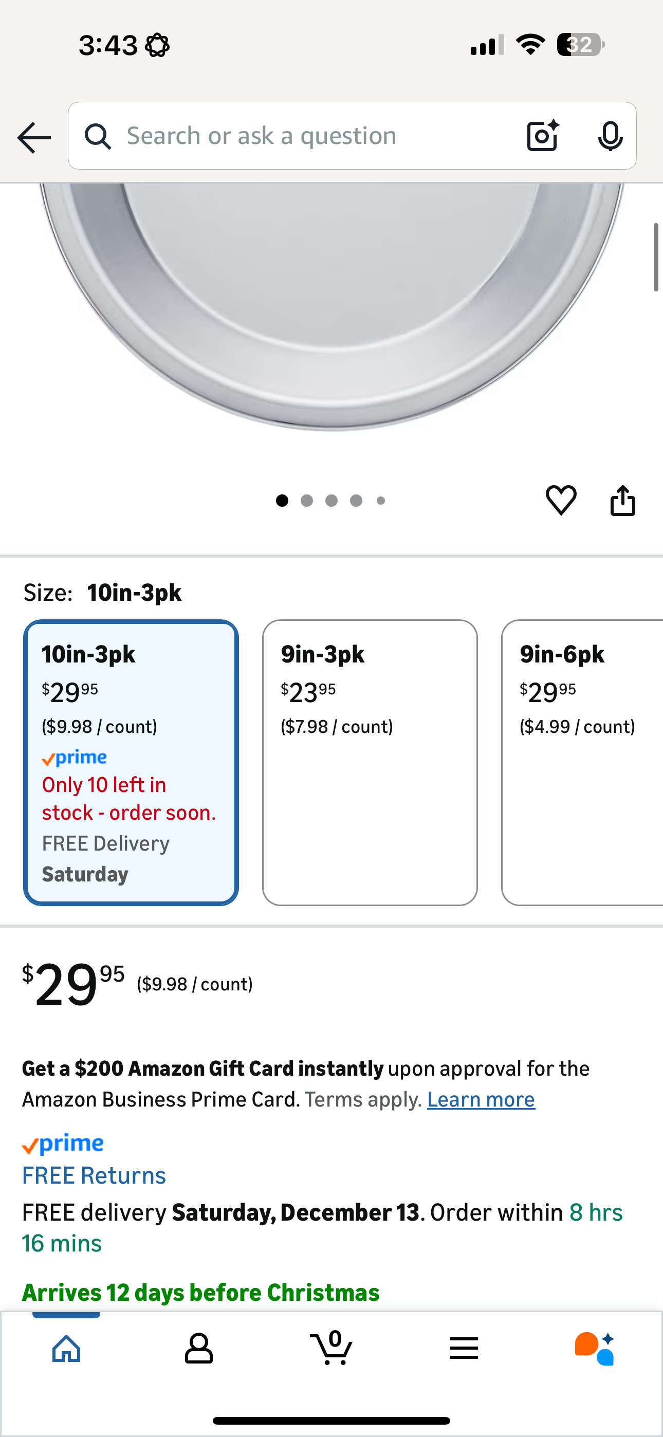 Norjac 10 Inch Pie Pan, 3 Pack, Round Aluminum Baking Pans for Oven, 1.25 Inch Deep, Rust-Free, Durable, Made in Canada