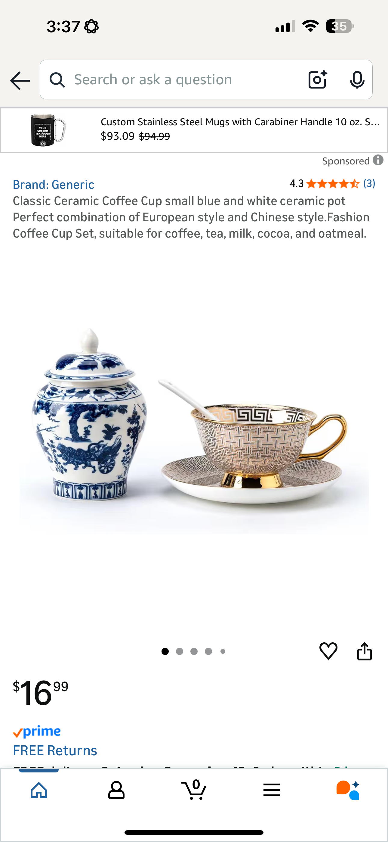 Classic Ceramic Coffee Cup small blue and white ceramic pot Perfect combination of European style and Chinese style.Fashion Coffee Cup Set, suitable for coffee, tea, milk, cocoa, and oatmeal