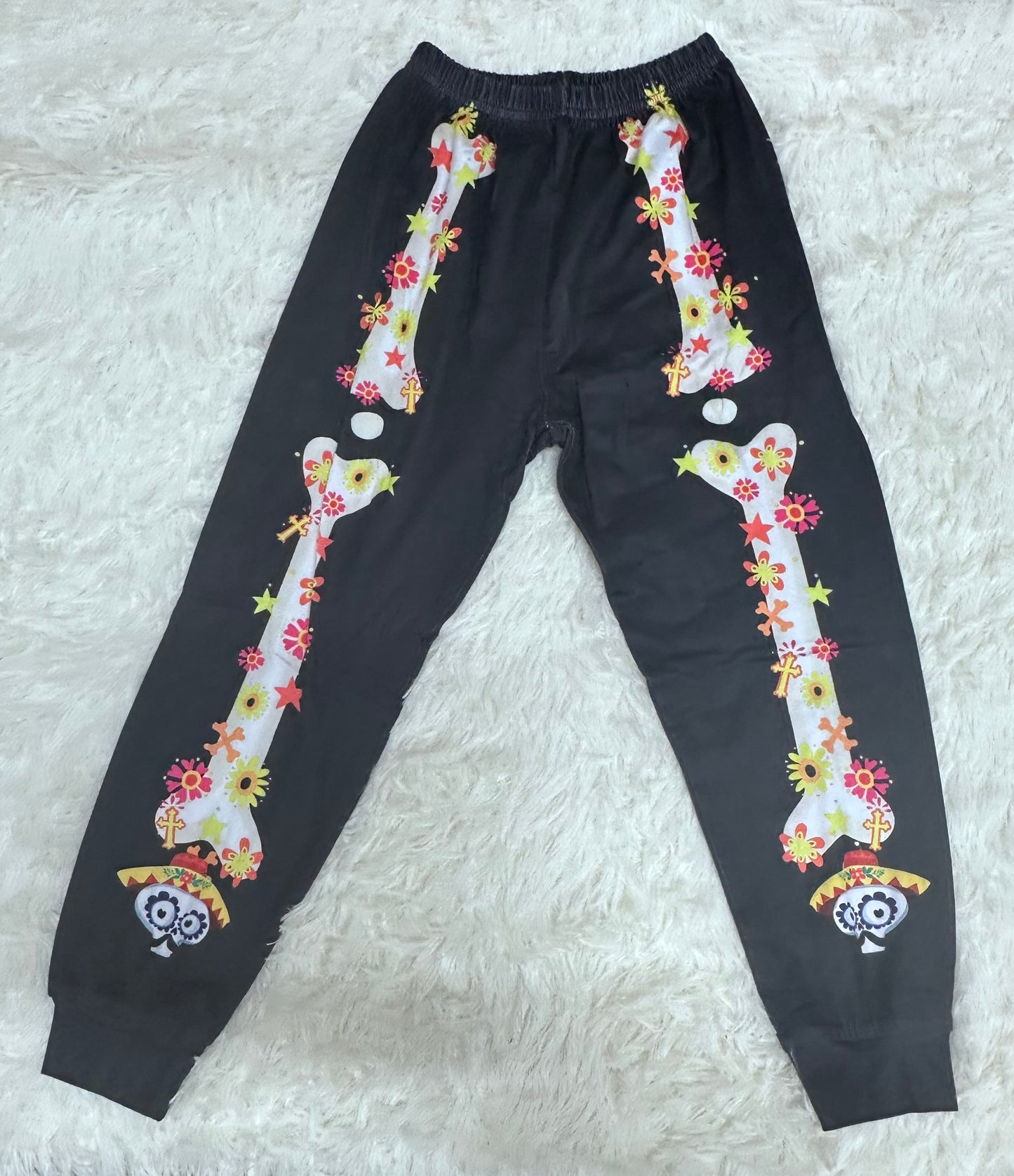 LQSZ Girl's Pajamas, Skeleton Patterned Sleepwear (Size 5-6YR)