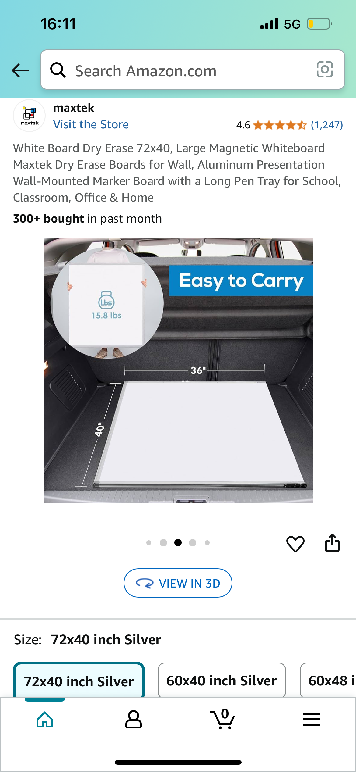 New - Dry Erase Foldable Whiteboard 72”x40” (O412)