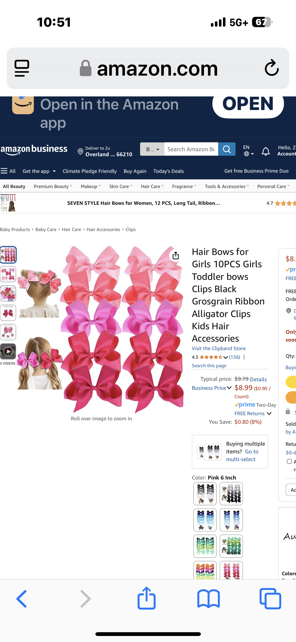 Hair Bows for Girls 10PCS Girls Toddler bows Clips Black Grosgrain Ribbon Alligator Clips Kids Hair Accessories