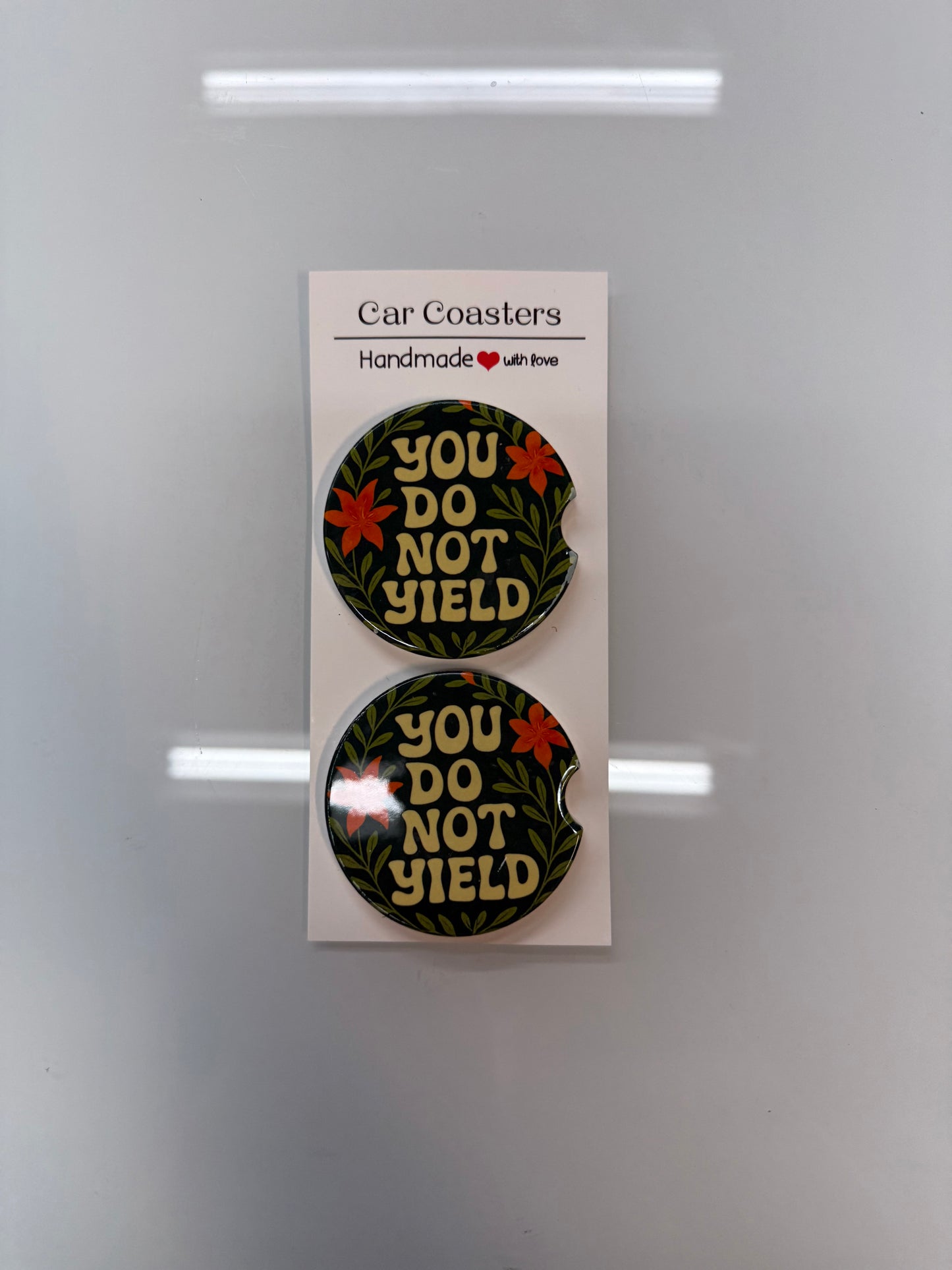 You Do Not Yield Set of 2 Car Coasters