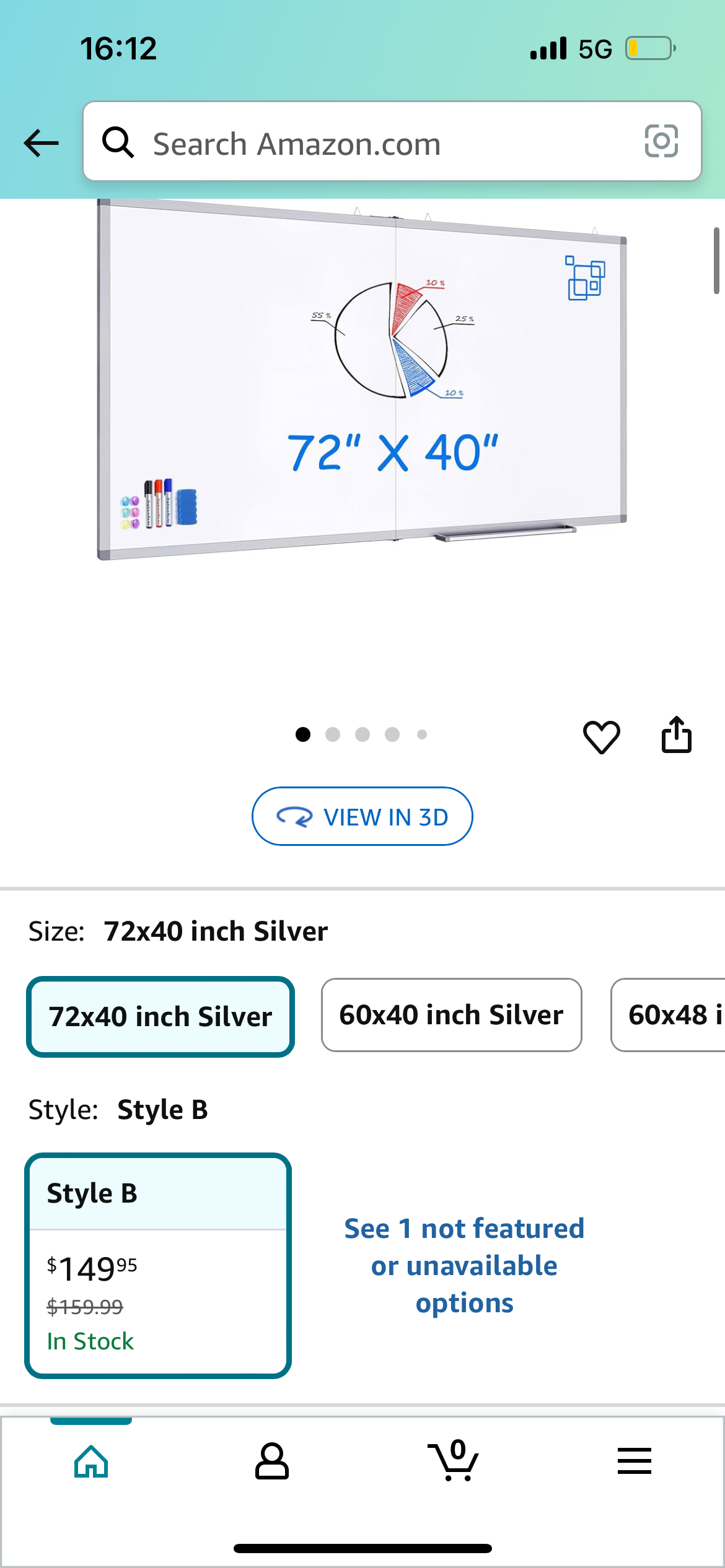New - Dry Erase Foldable Whiteboard 72”x40” (O412)