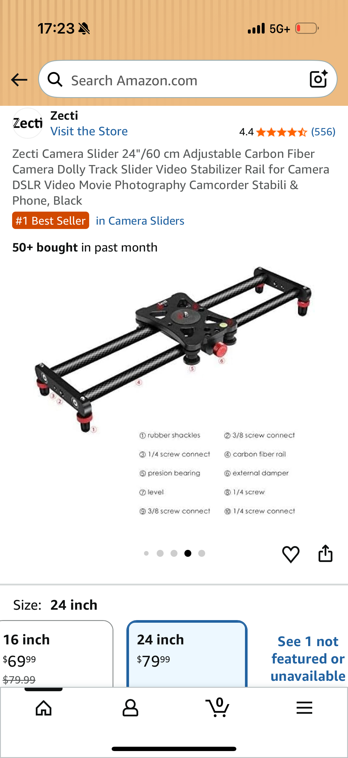 Camera Slider 24"/60 cm Adjustable Carbon Fiber Camera Dolly Track Slider Video Stabilizer Rail for Camera DSLR Video Movie Photography Camcorder Stabili & Phone, Black