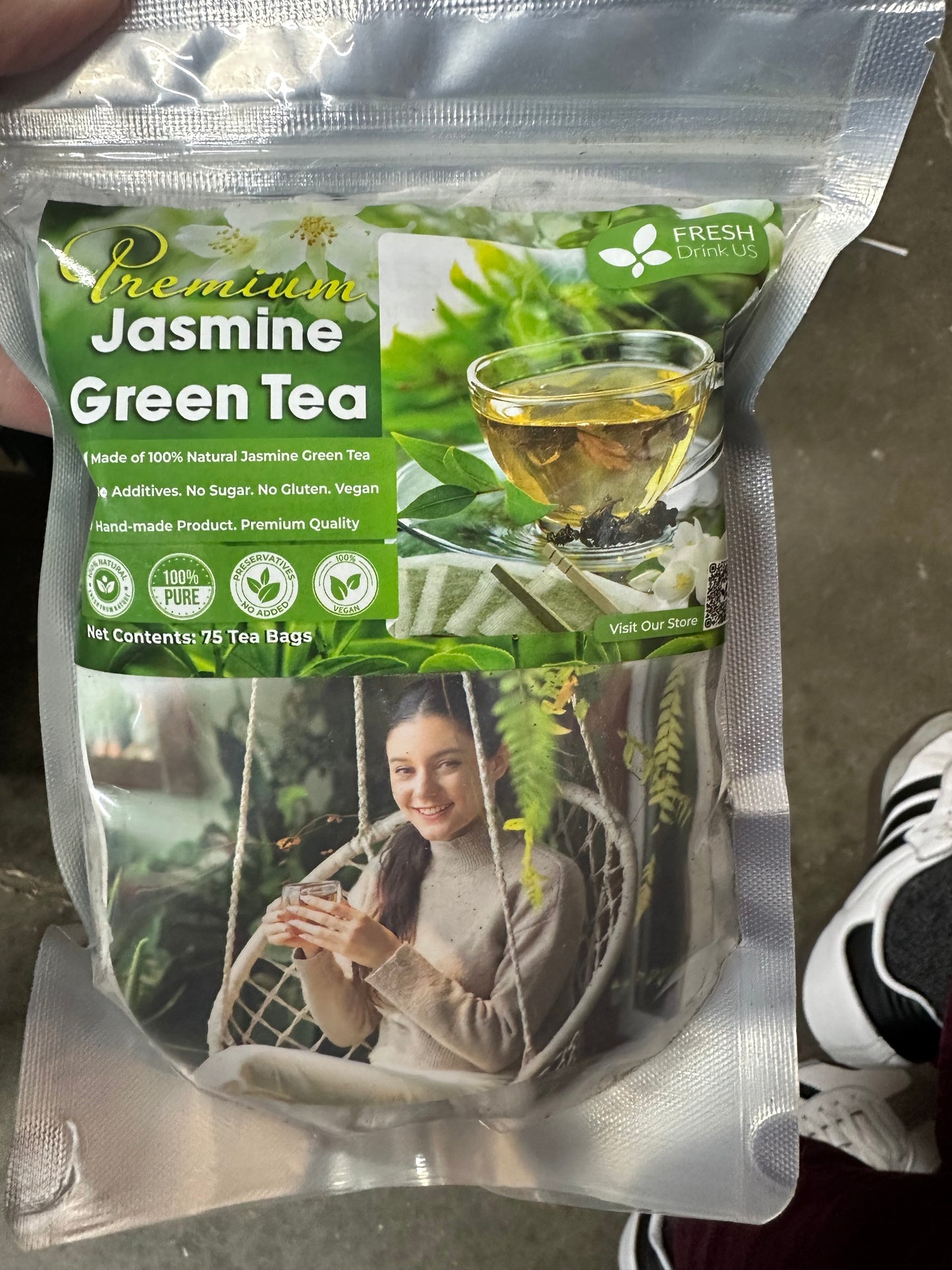 FreshDrinkUS, Premium 75 Parsley Leaf Tea Bags, 100% Natural & Pure from Parsley Leaves. Loose Leaf Parsley Herbal Tea. Made with Natural Material Tea Bags. No Sugar, No Caffeine, No Gluten, Vegan.