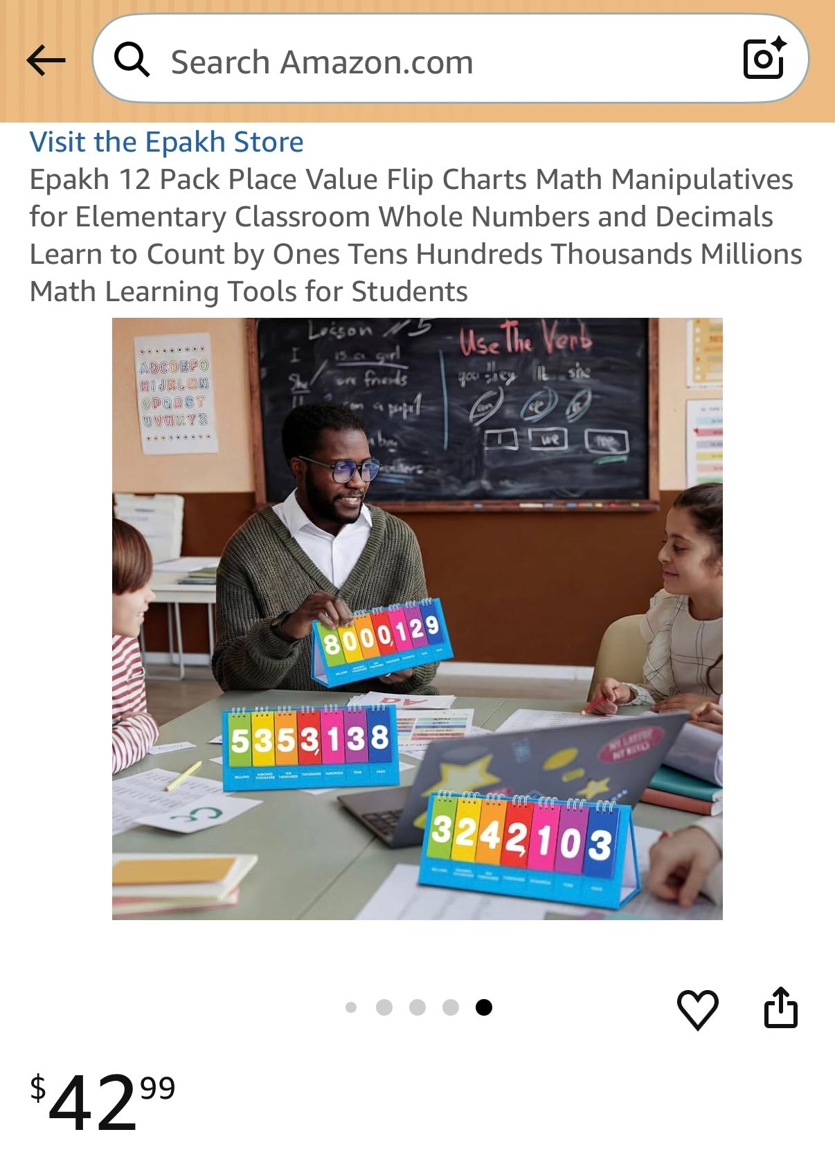 Epakh 12 Pack Place Value Flip Charts Math Manipulatives for Elementary Classroom Whole Numbers and Decimals Learn to Count by Ones Tens Hundreds Thousands Millions Math Learning Tools for Students