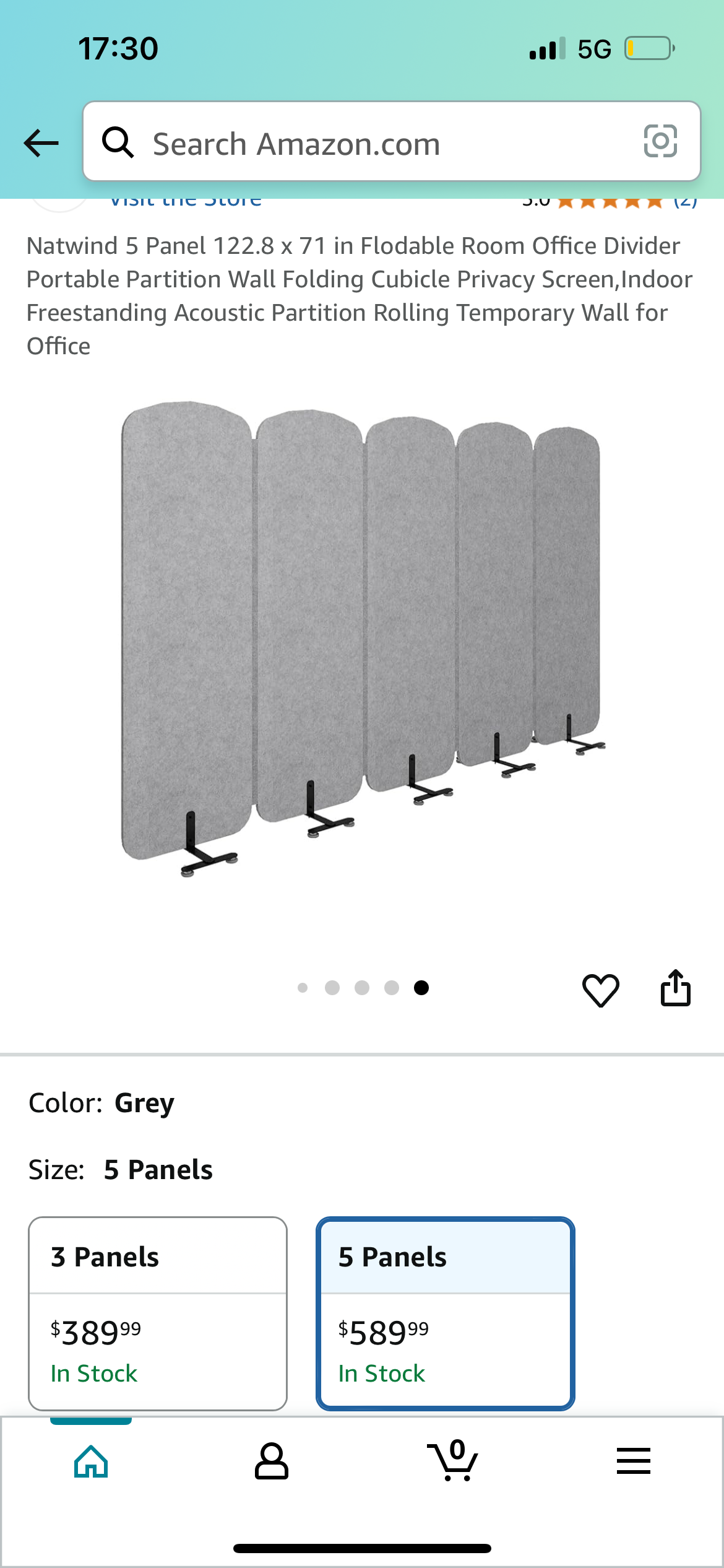 5 Panel Office Partition 123”x71” (O426)