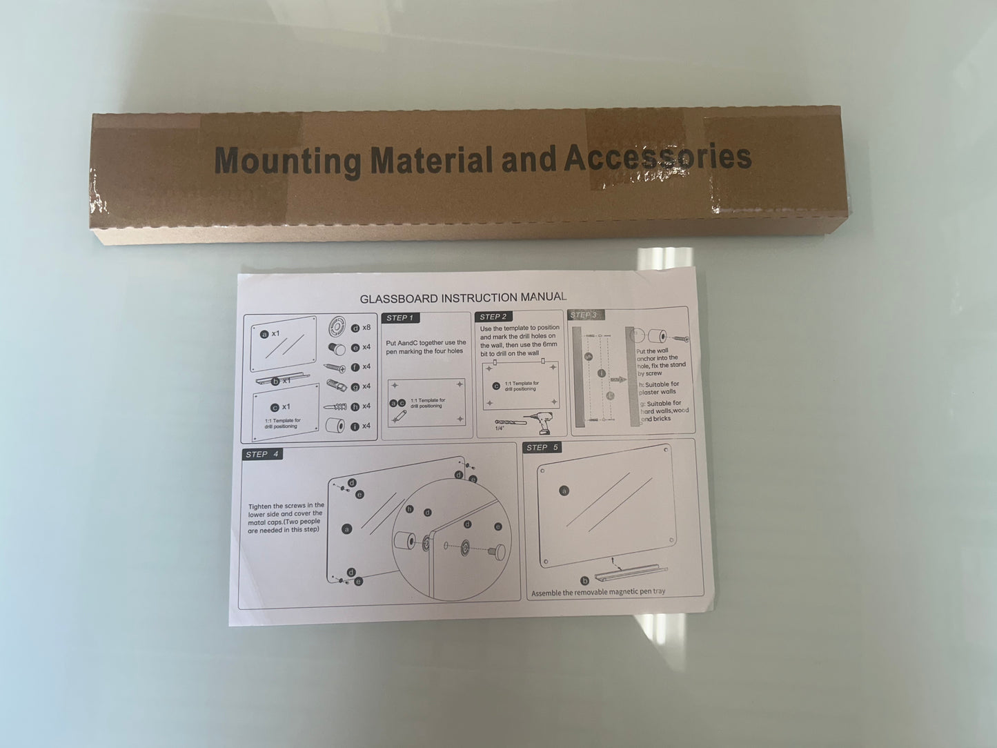 Magnetic Glass Whiteboard 36”x48” (O418)