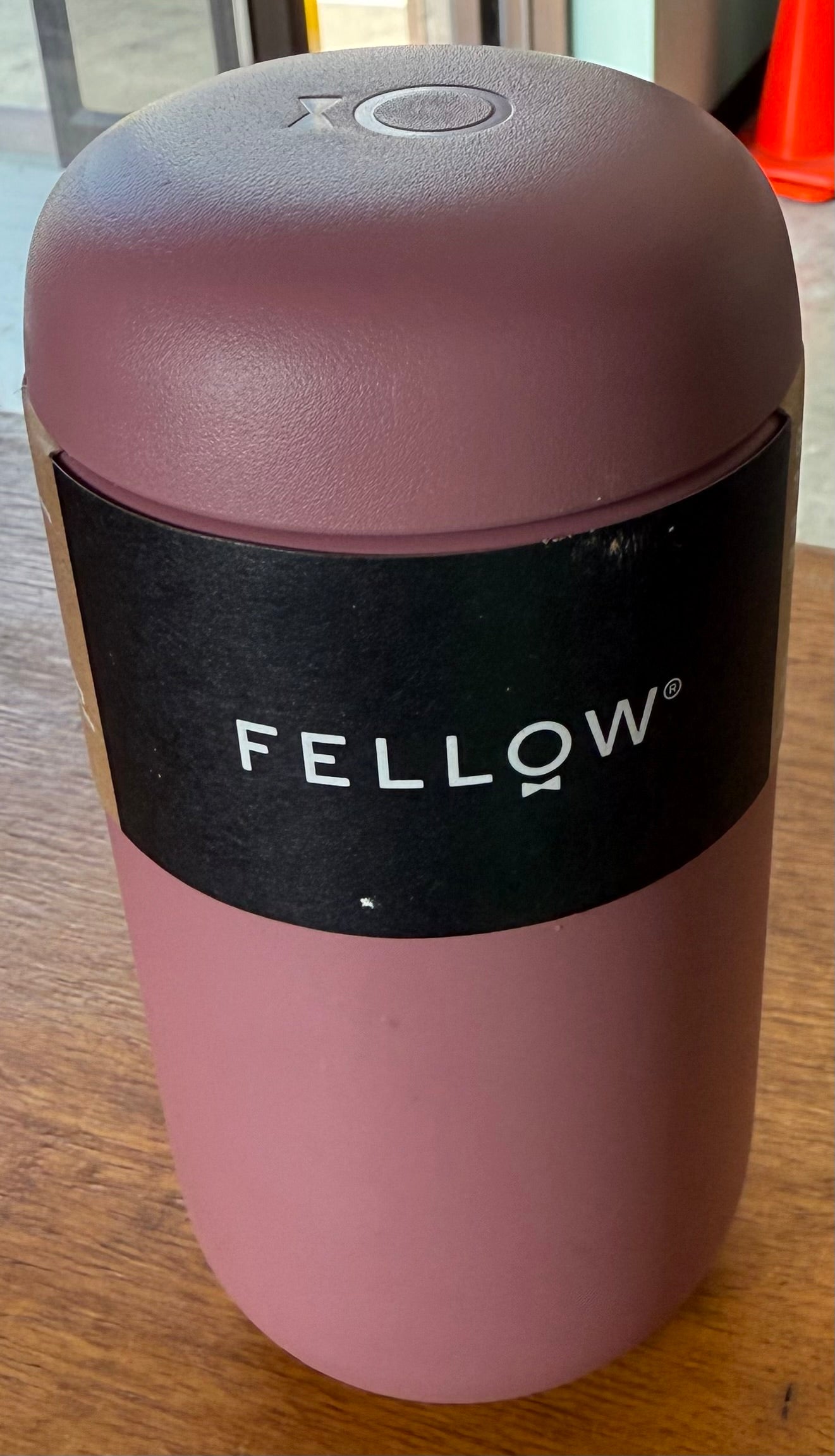 Fellow 12 oz Carter Move Travel Mug - Vacuum-Insulated Stainless Steel Travel Coffee Mug - Coffee Tumbler with Ceramic Interior and Splash Guard - Desert Rose