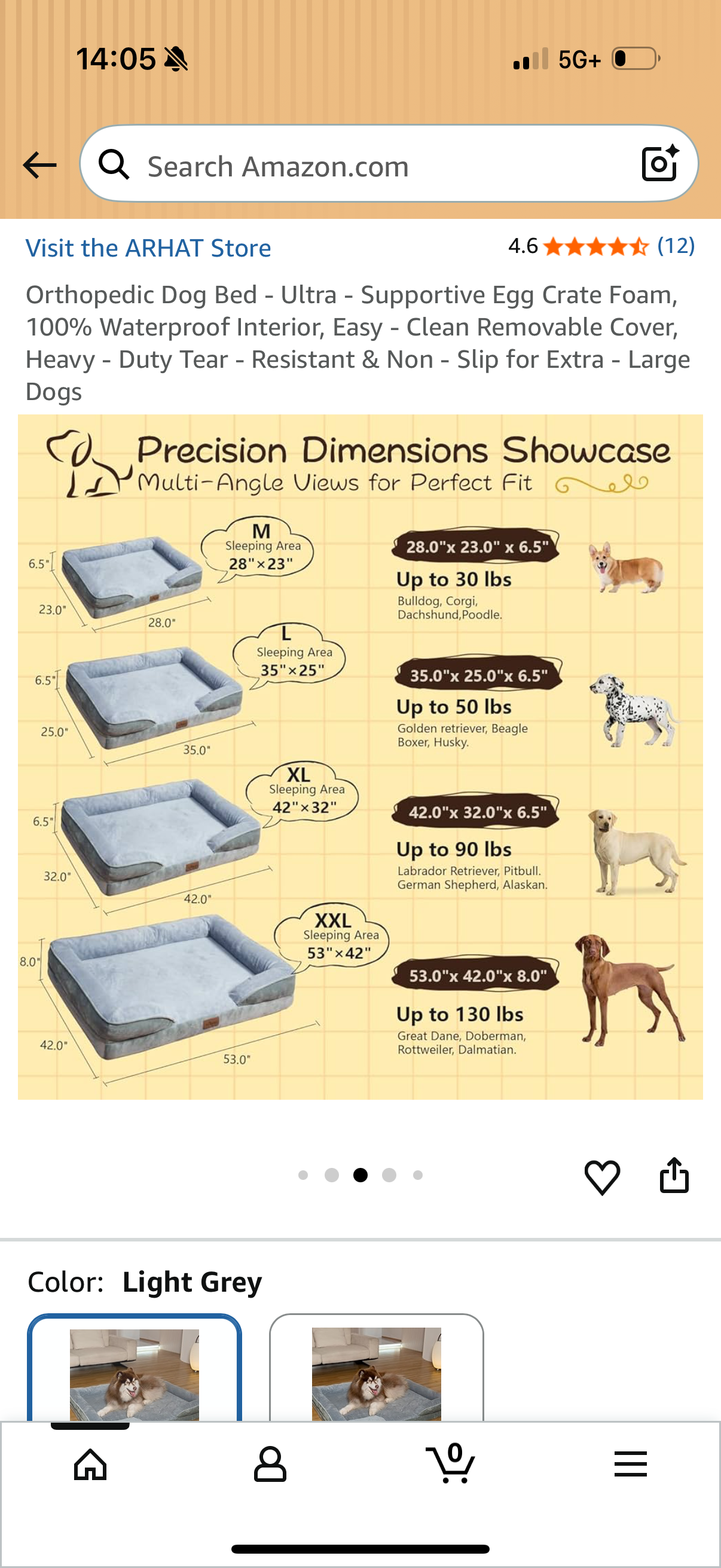 Orthopedic Dog Bed - Ultra - Supportive Egg Crate Foam, 100% Waterproof Interior, Easy - Clean Removable Cover, Heavy - Duty Tear - Resistant & Non - Slip - Deep Grey XL