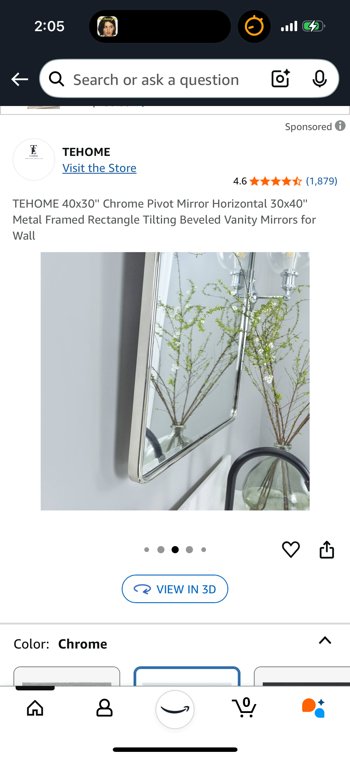 New - Chrome Pivot Mirror 30" x 40" (M316)