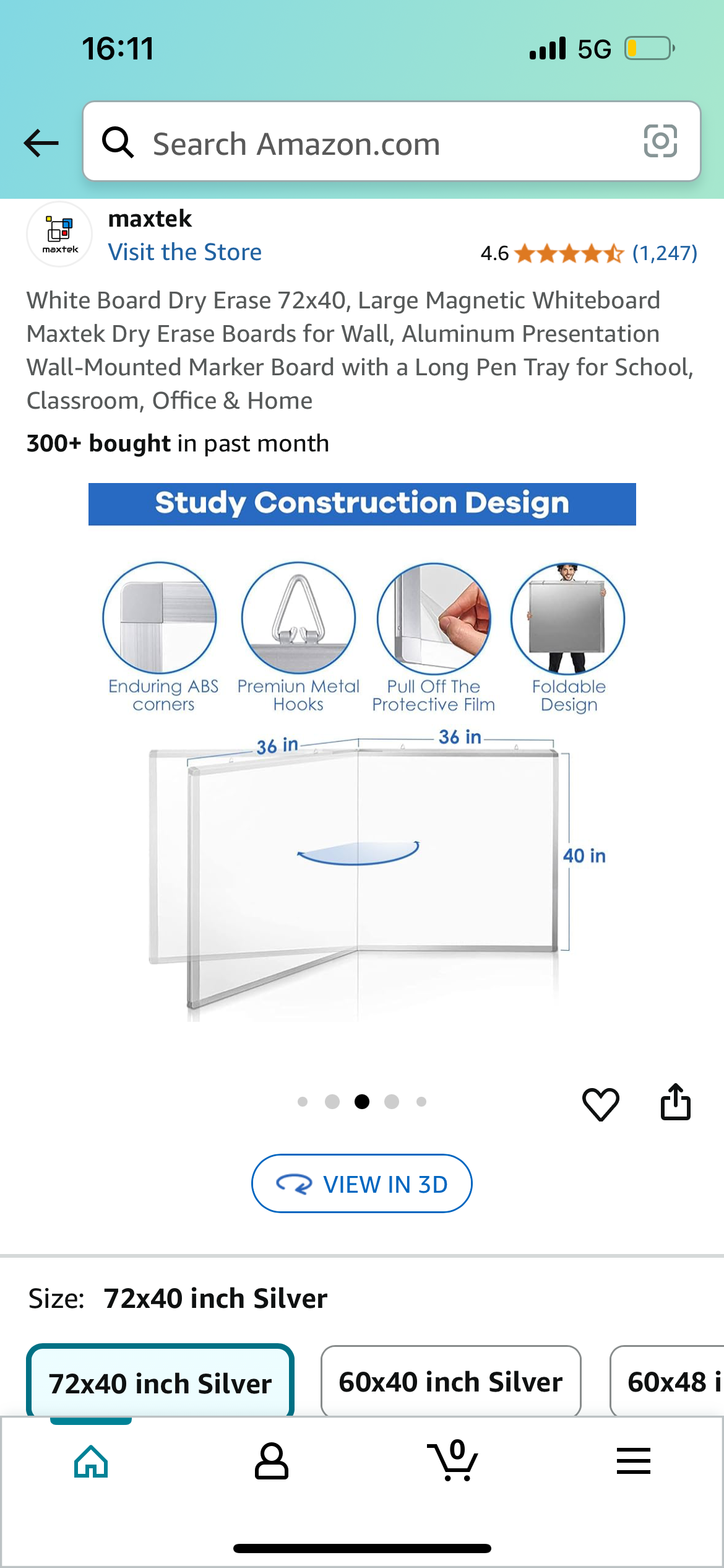 New - Dry Erase Foldable Whiteboard 72”x40” (O412)