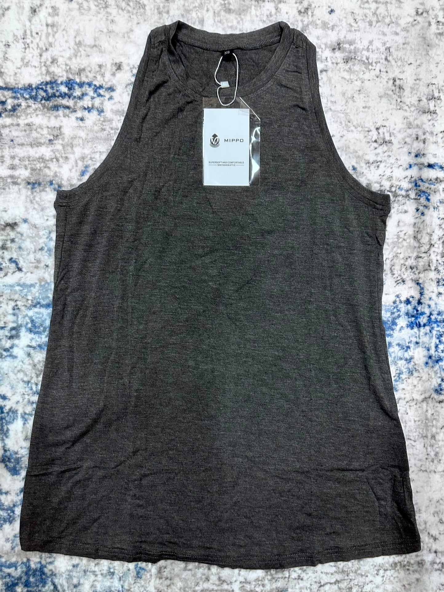 Women's Charcoal Scrunch Back Workout Tank Top (Size XS)