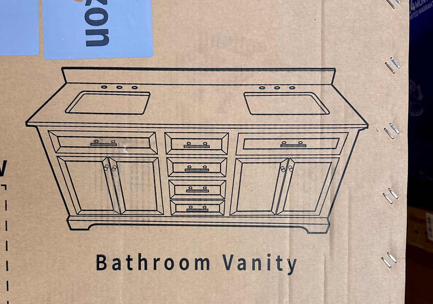 DeerValley 72" Bathroom Vanity with Double Sink, Pre-Assembled Modern Bathroom Cabinet Sink Combo with Backsplash, White (B1065)