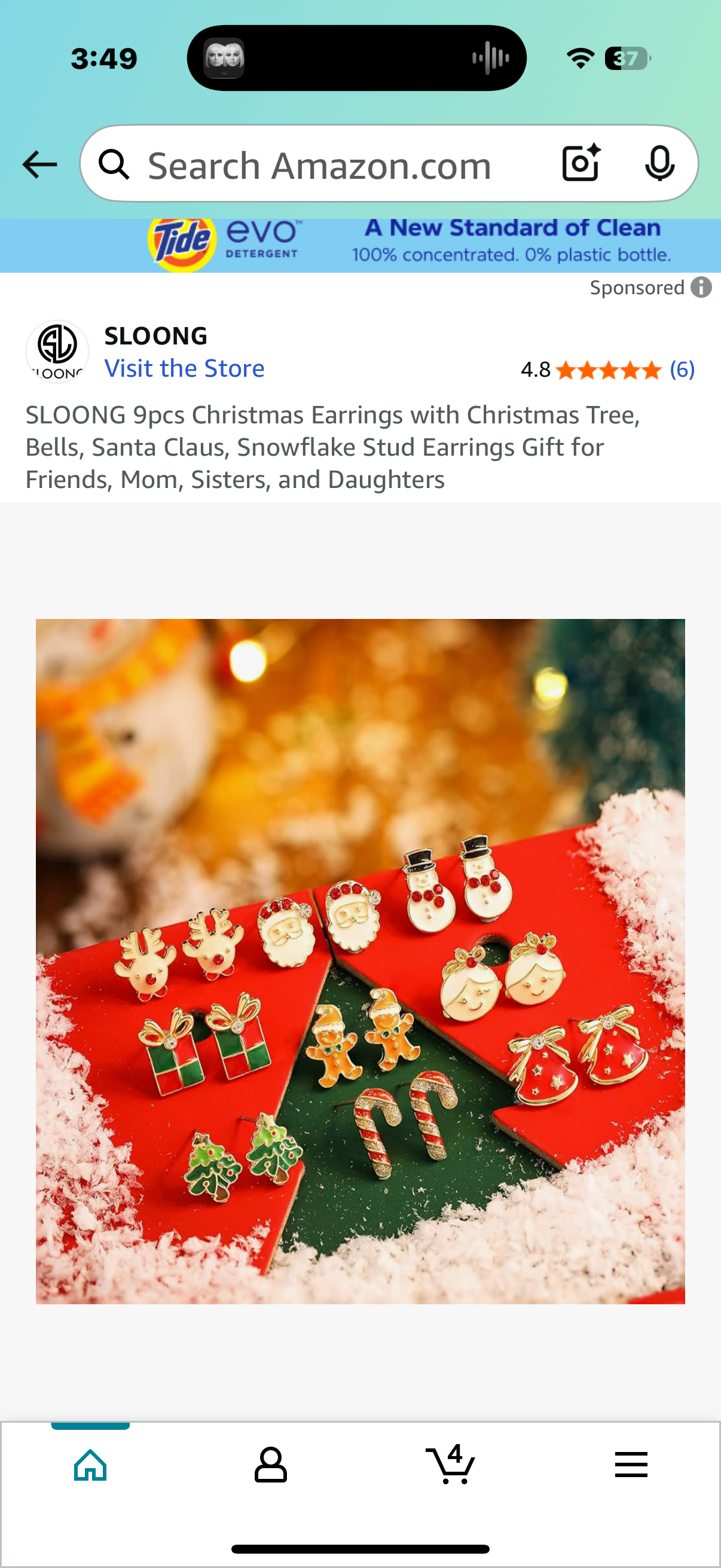 9pcs Christmas Earrings with Christmas Tree, Bells, Santa Claus, Snowflake Stud Earrings Gift for Friends, Mom, Sisters, and Daughters