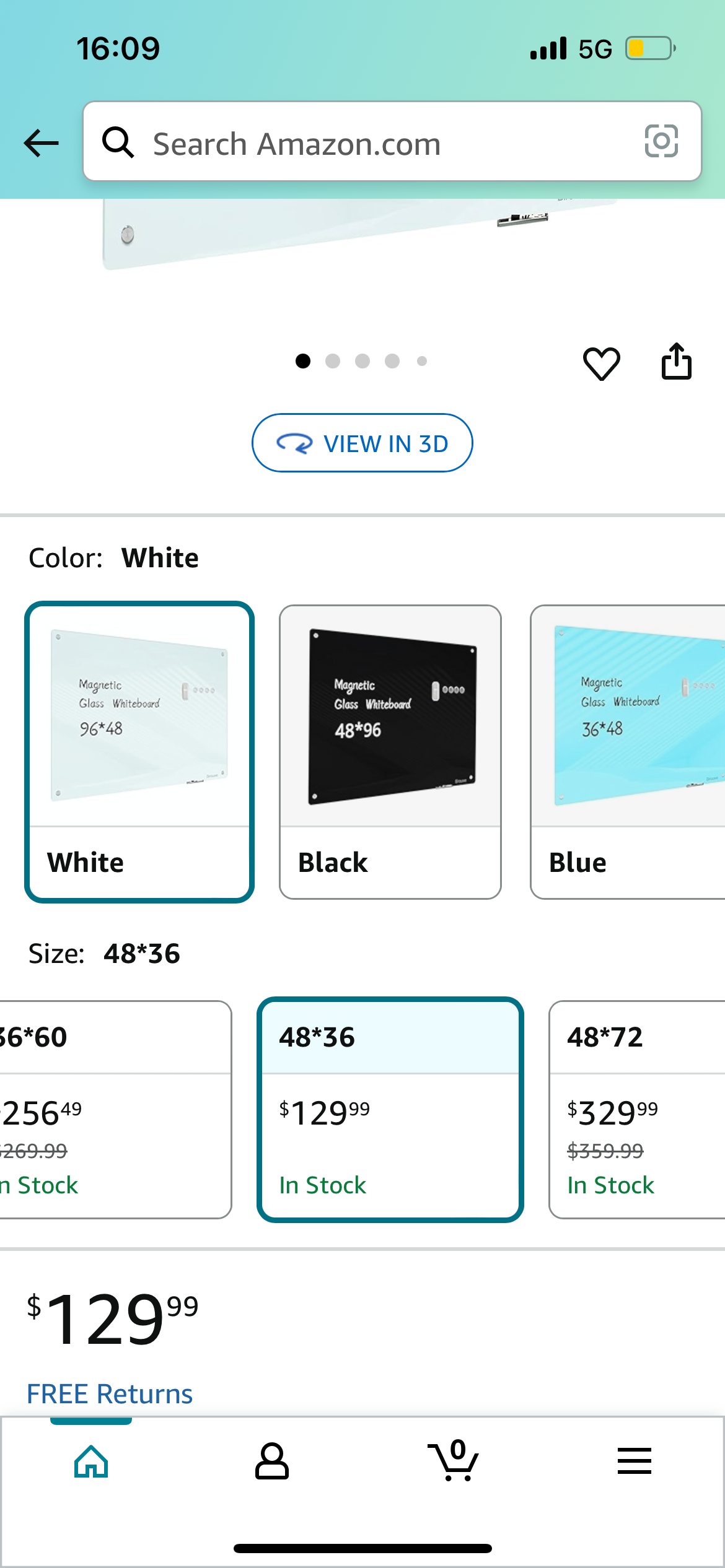 Glass Whiteboard 48”x36” (O423)