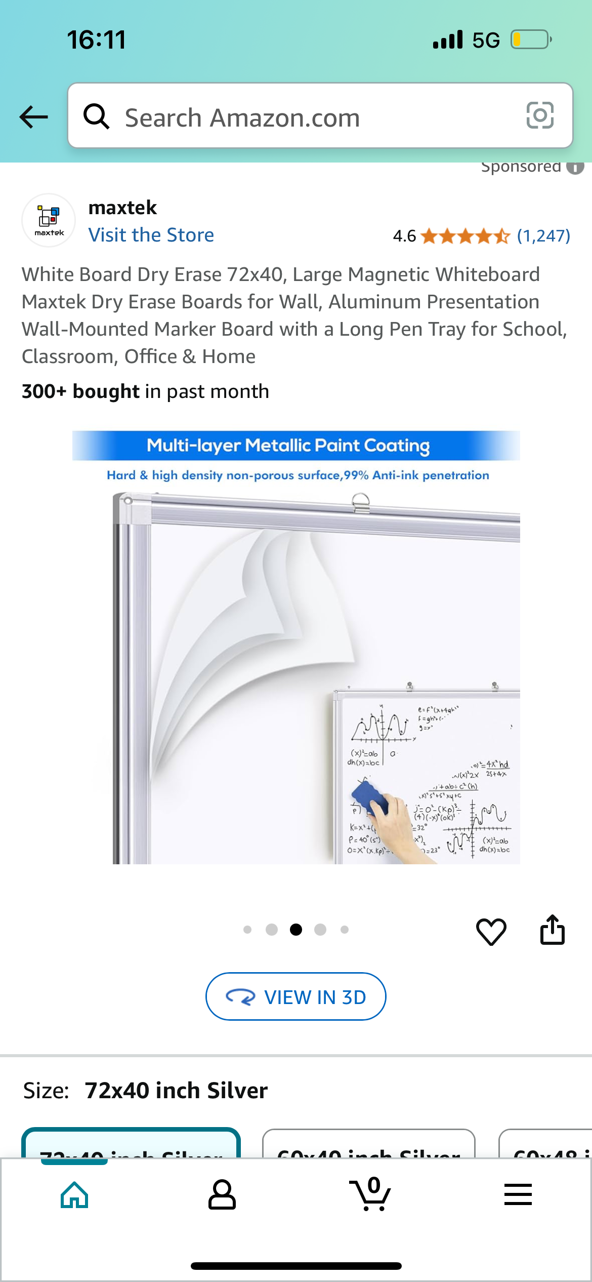 New - Dry Erase Foldable Whiteboard 72”x40” (O412)