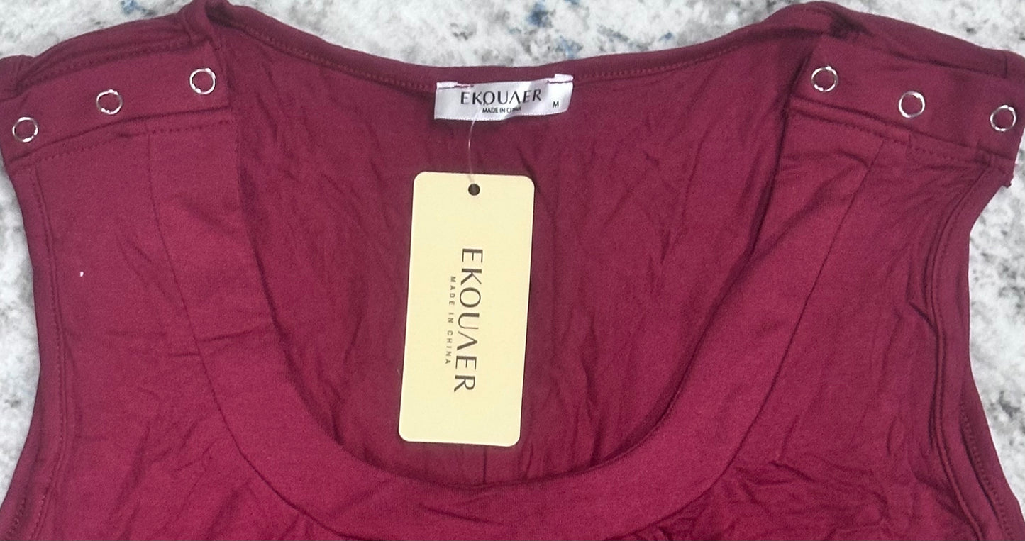 Women's Flowy Burgundy Summer Blouse For Summer (Size M)
