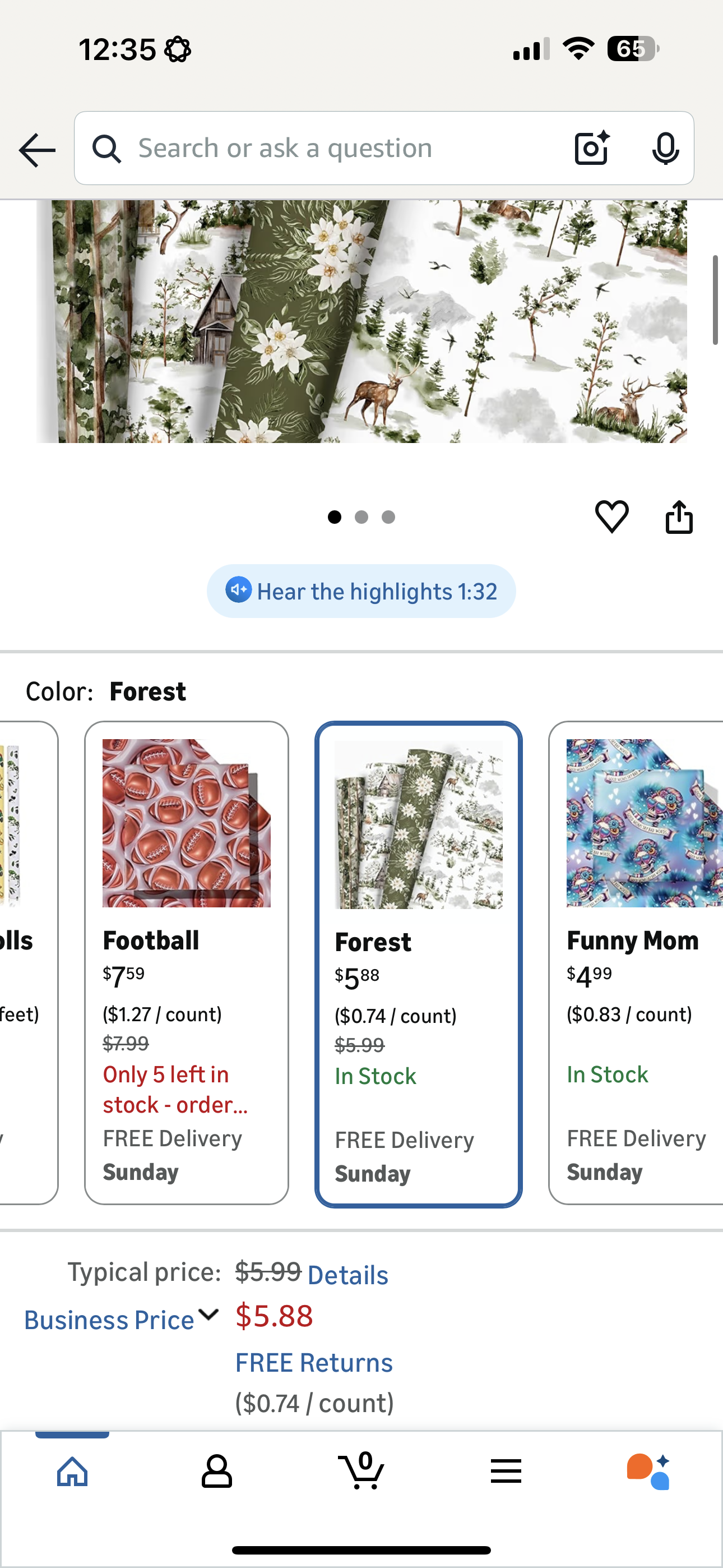 Vnaaem Forest Wrapping Paper 4 Watercolor Holiday Style Gift Wrap Paper Bulk Christmas Tree for Christmas Winter Wedding Baby Shower - 20 X 28 Inches 8 Folded Sheet