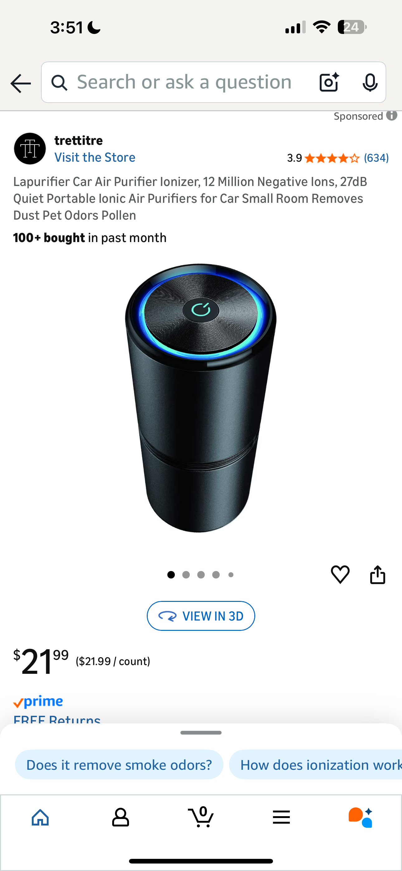 Car Air Purifier Ionizer