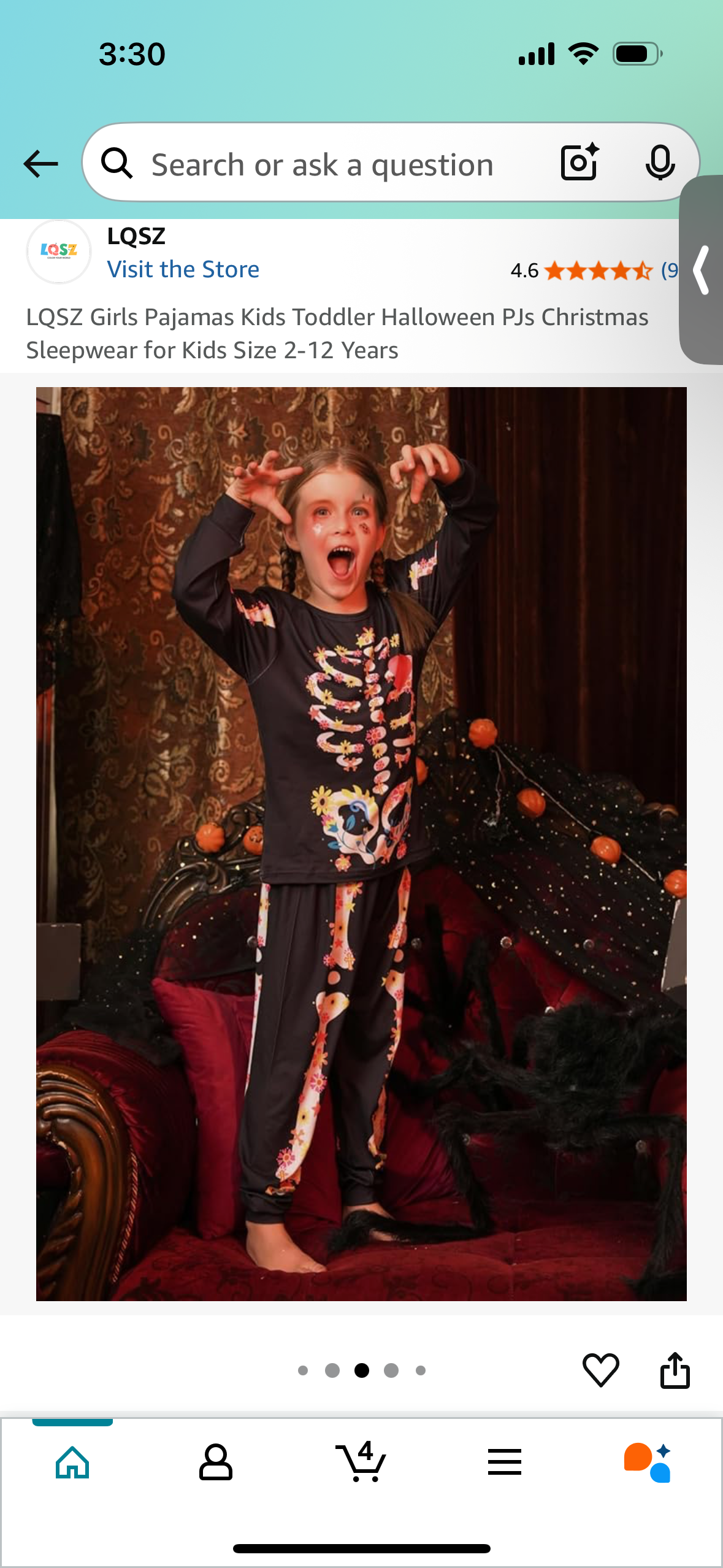 LQSZ Girl's Pajamas, Skeleton Patterned Sleepwear (Size 5-6YR)