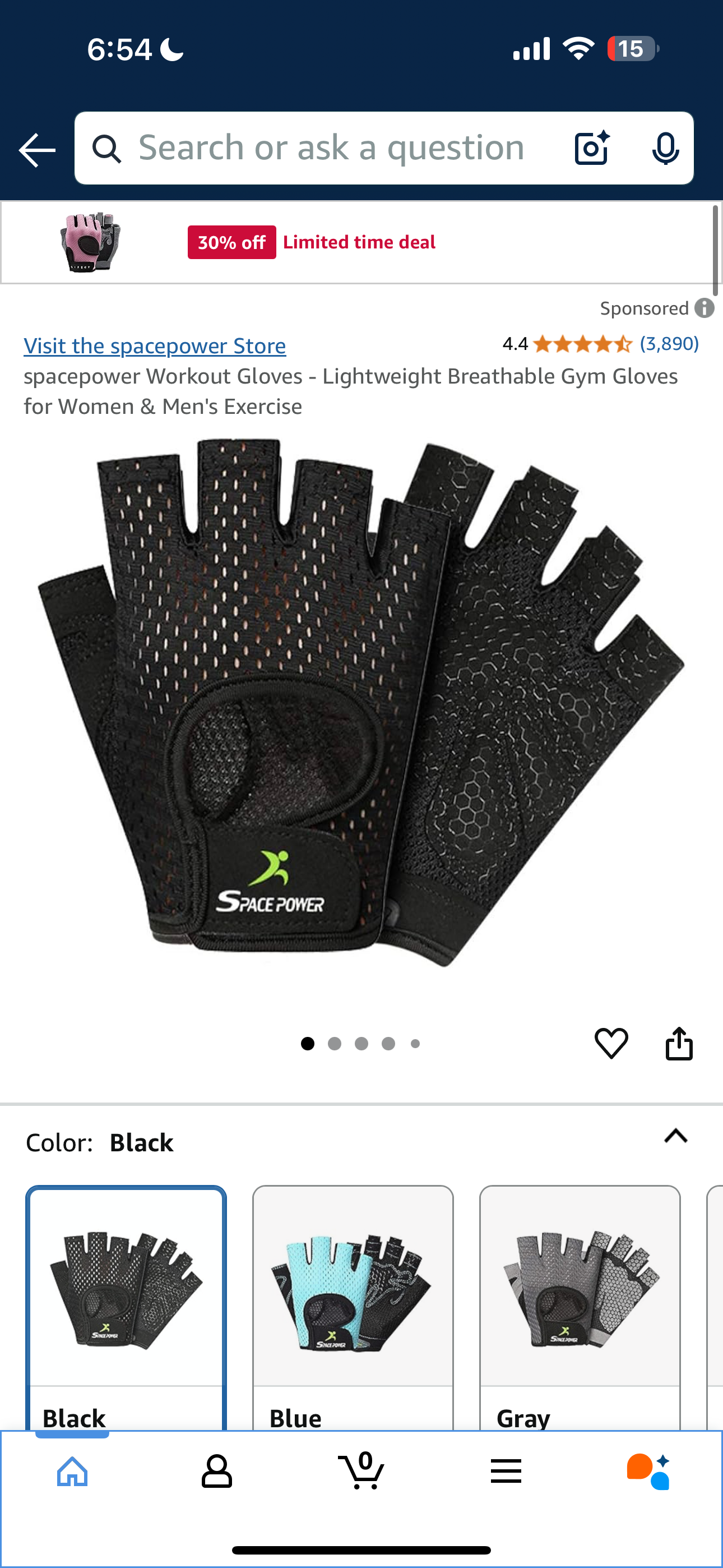 spacepower Workout Gloves - Lightweight Breathable Gym Gloves for Women & Men's Exercise (Medium)