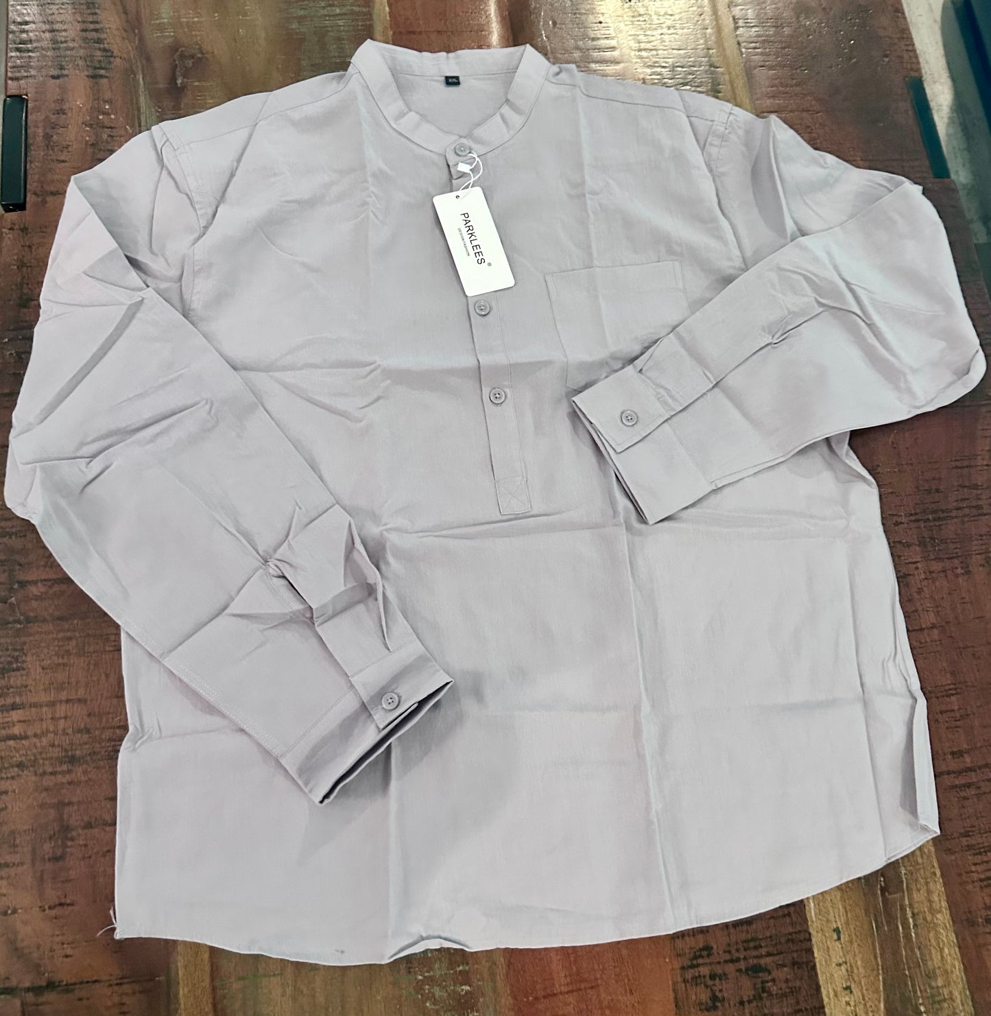 Men's Cotton Slim Fit Shirt, Summer Lightweight Long Sleeve Top (Size XXL)