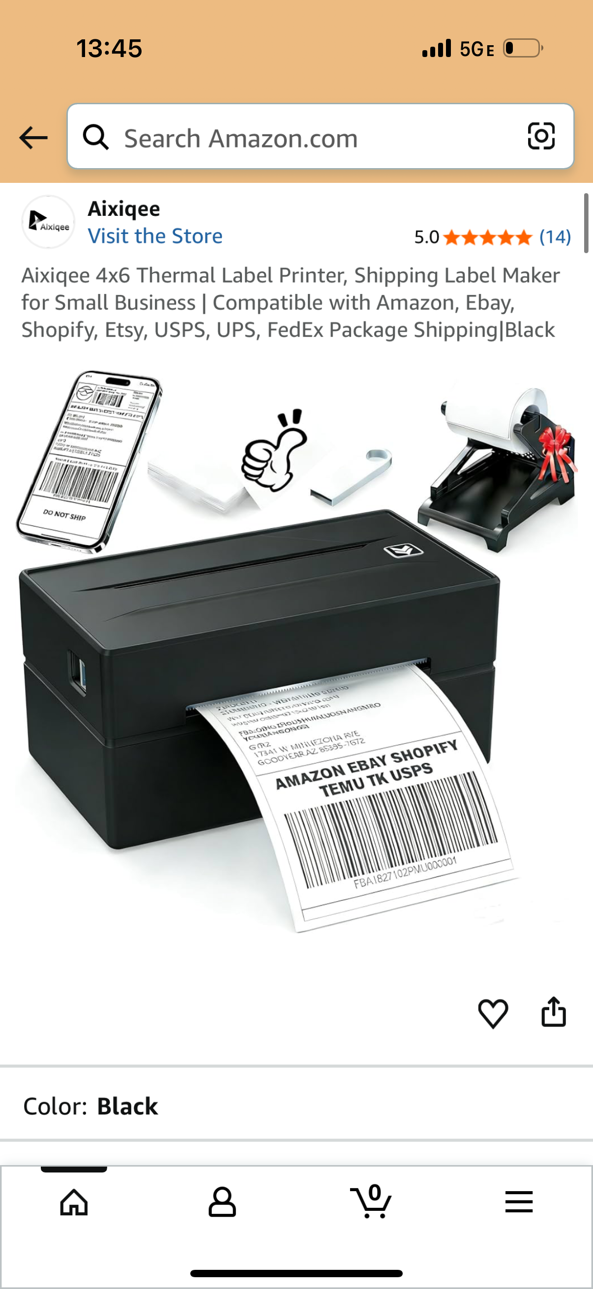 4x6 Thermal Label Printer, Shipping Label Maker for Small Business | Compatible with Amazon, Ebay, Shopify, Etsy, USPS, UPS, FedEx Package Shipping|Black