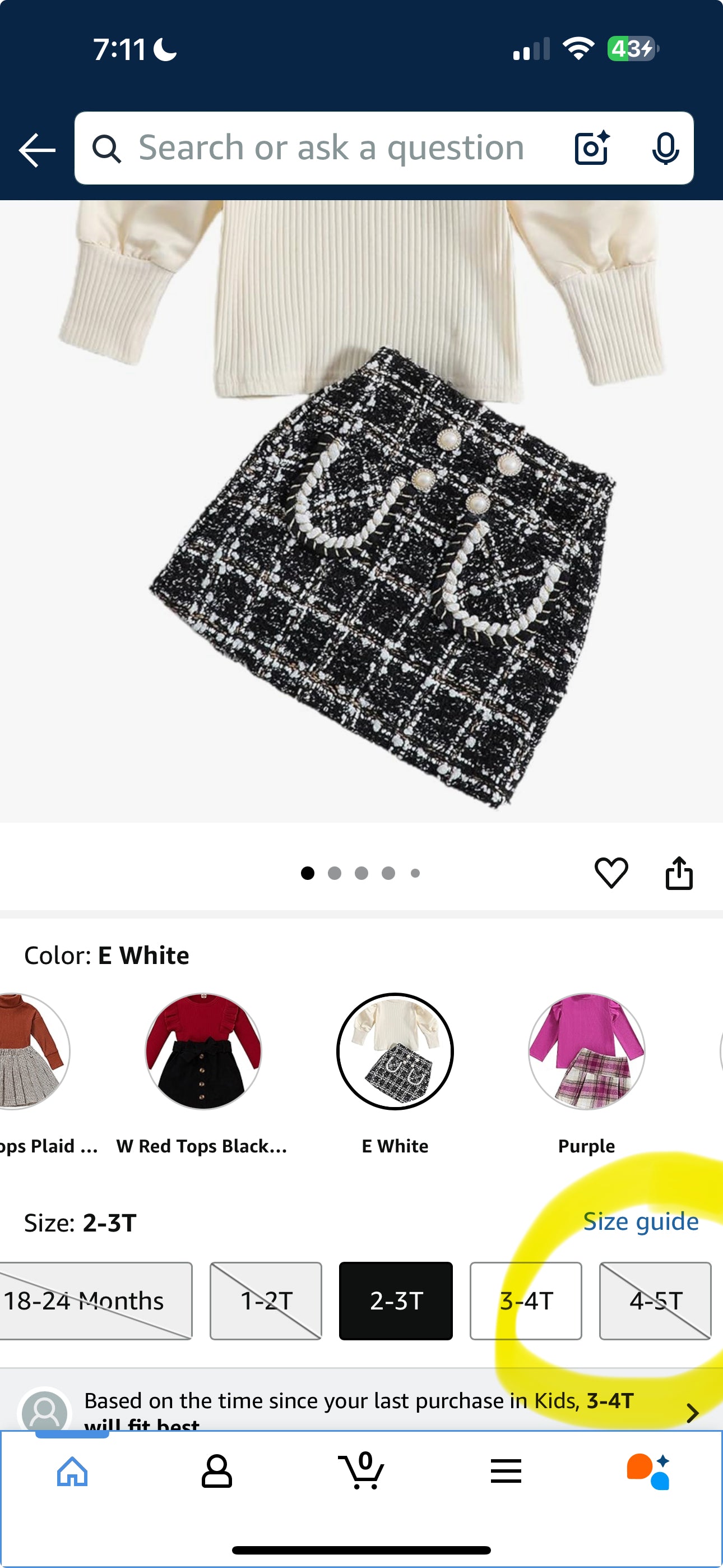 Kupretty Toddler Baby Girl Fall Winter Clothes Turtleneck Solid Knit Pullover Tops Plaid Button Mini Skirts Set Outfits (5T)
