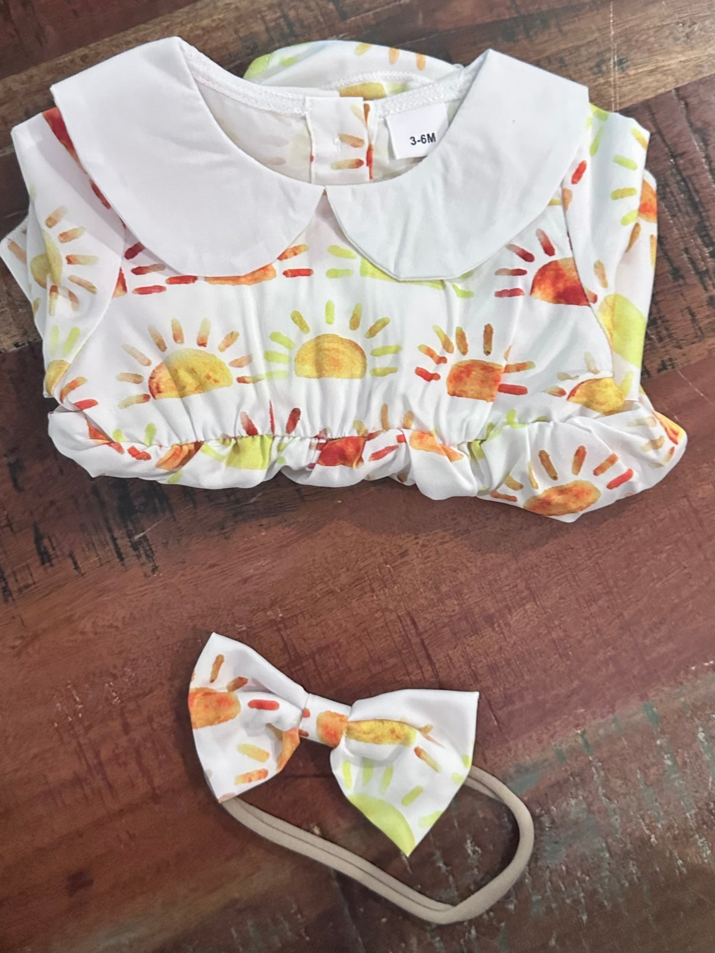 JOPGEEY Toddler Romper/Dress for Girls, Long Sleeve Sun Outfit With Buttons (Size 3-6 months)